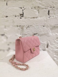 Chanel pink caviar leather mini shoulder bag
