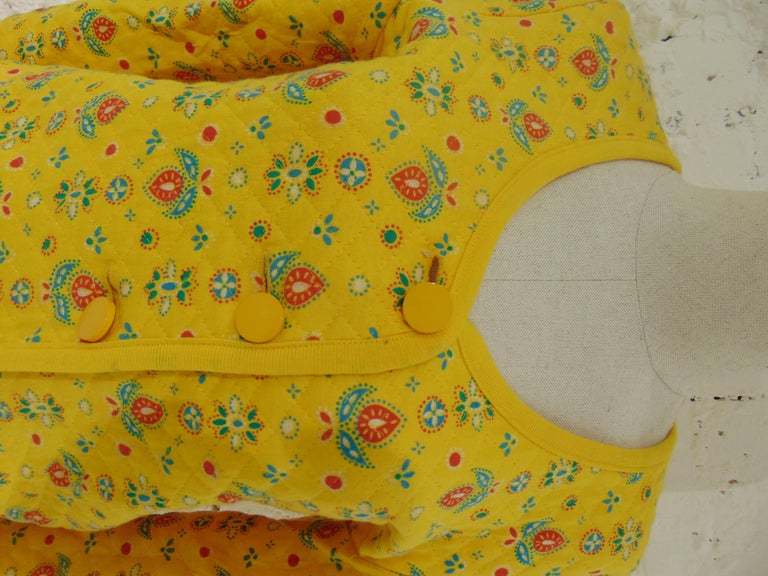 Yves Saint Laurent Variation Cotton yellow flowers skirt suit For Sale ...