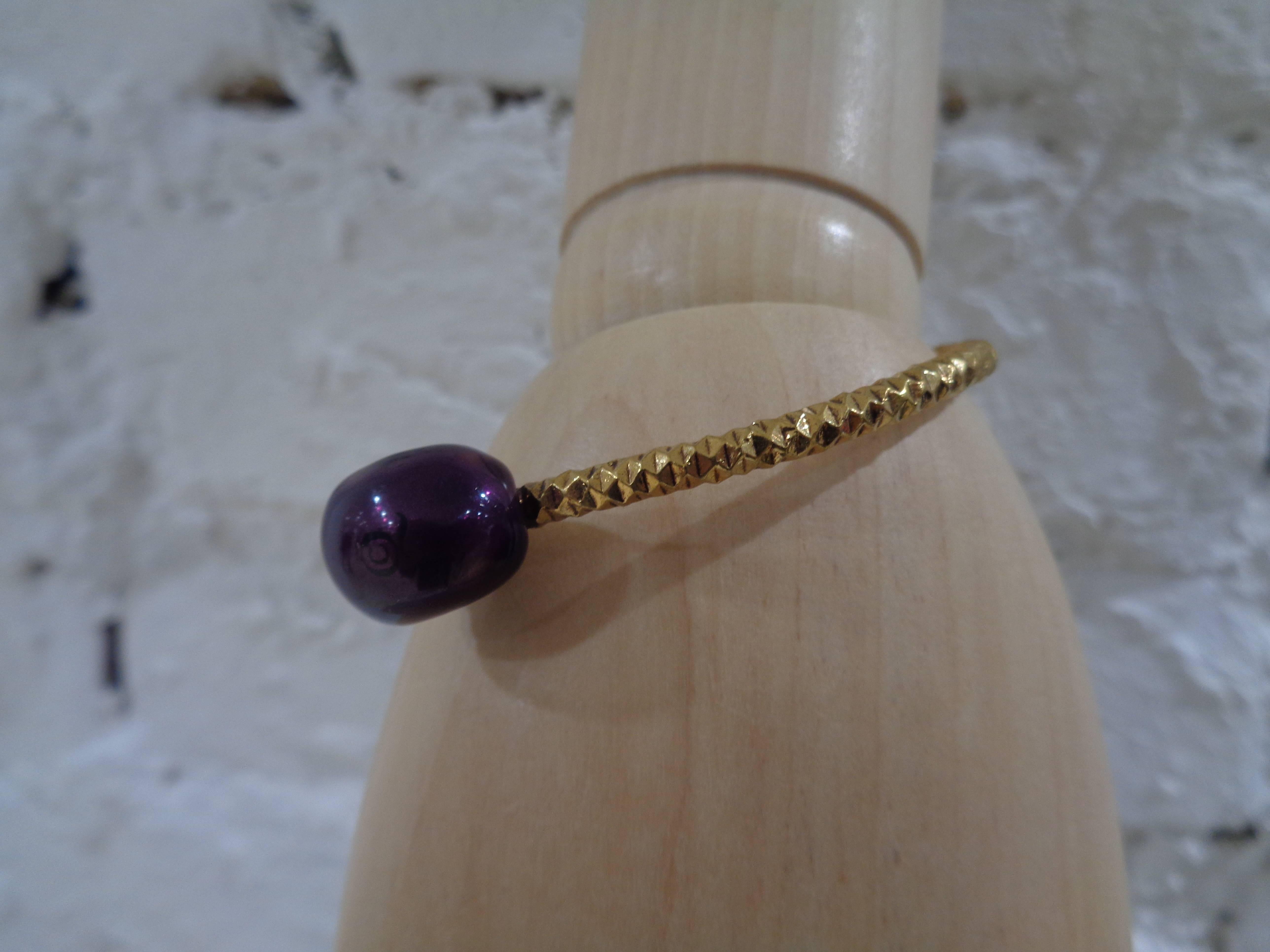 Alexander McQueen gold tone purple skull bracelet 3