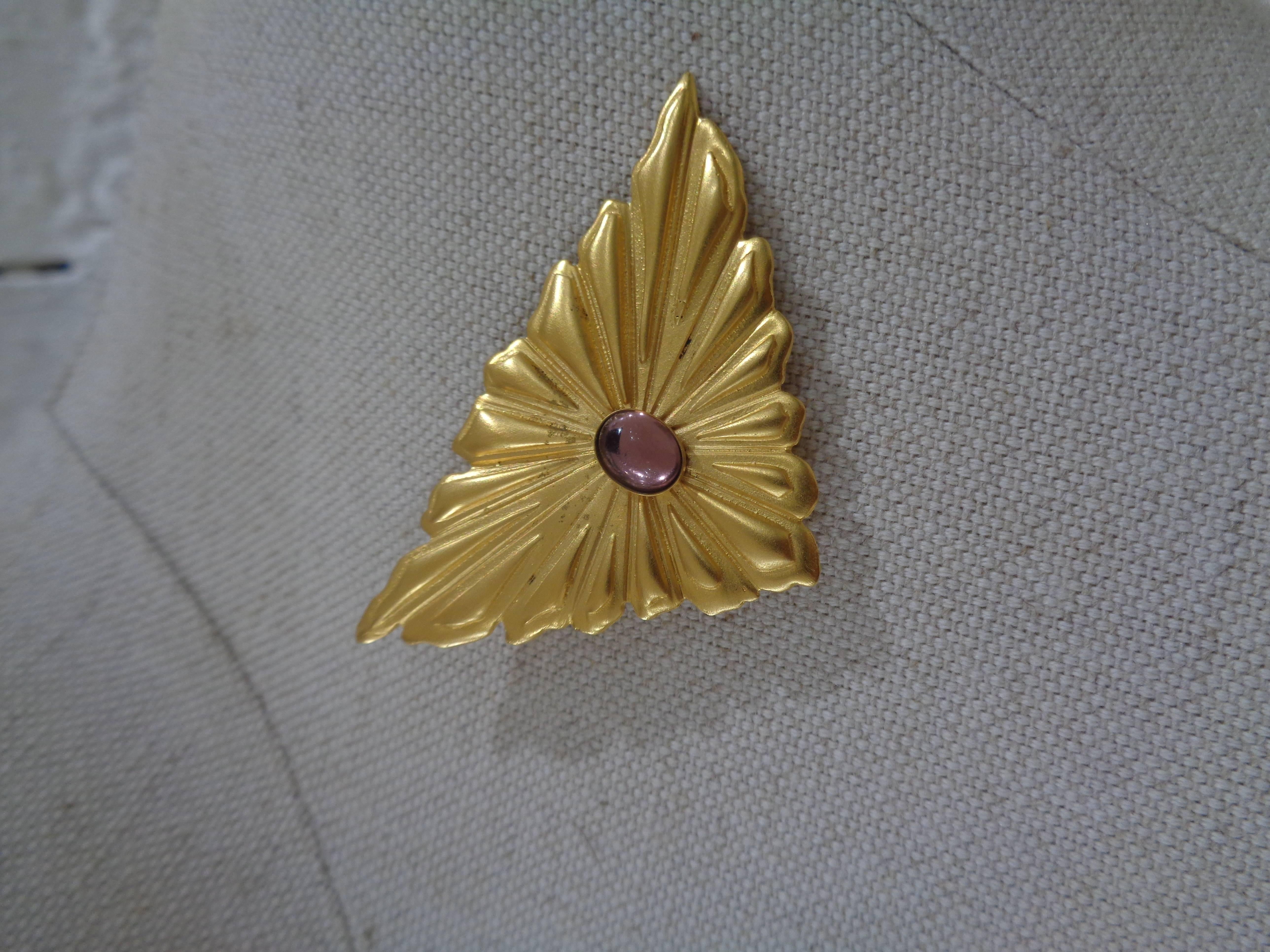 Women's or Men's Emilio Pucci gold tone purple stone brooch - pin 