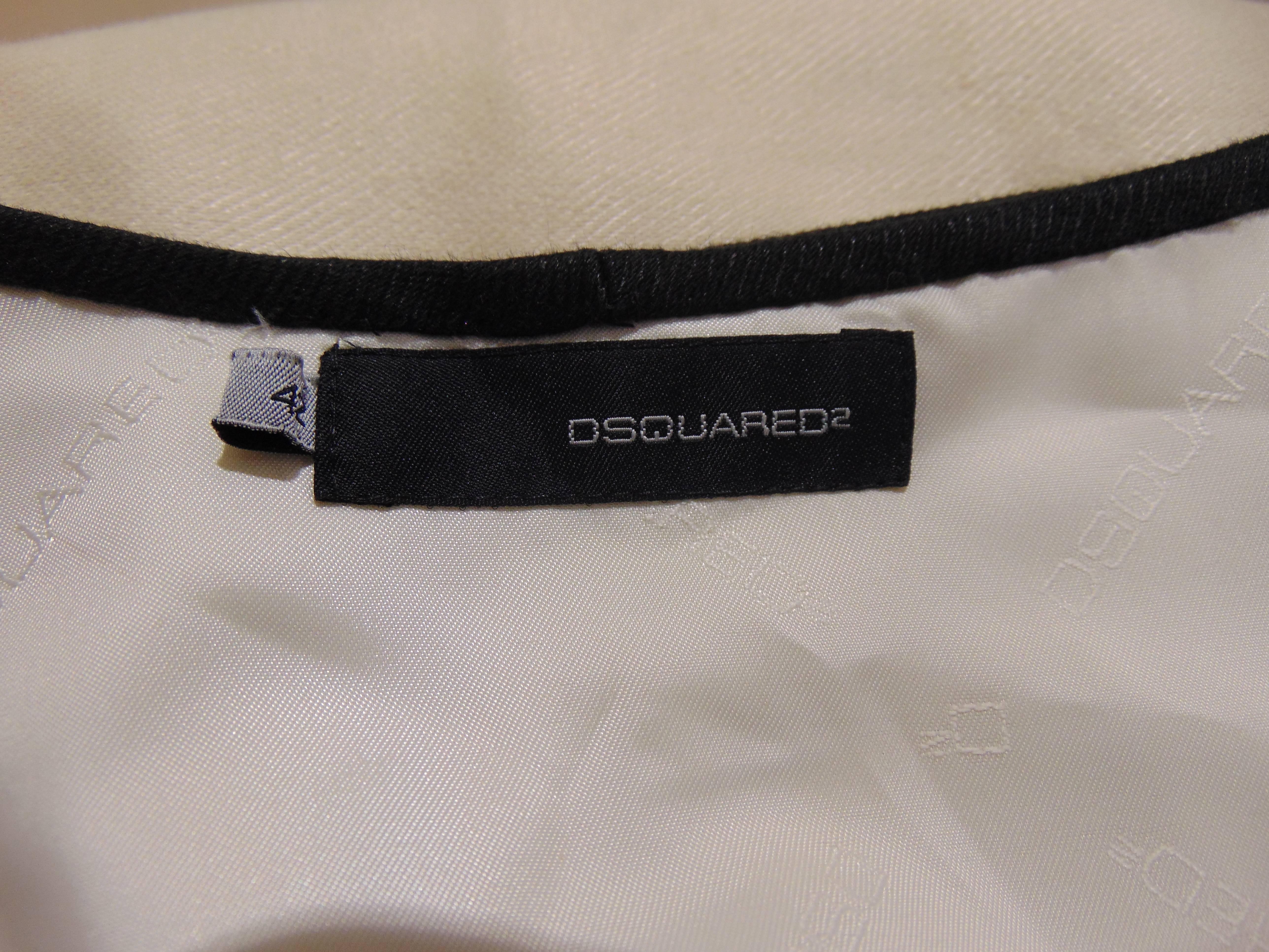 Dsquared2 Cream Black cotton dress For Sale 2