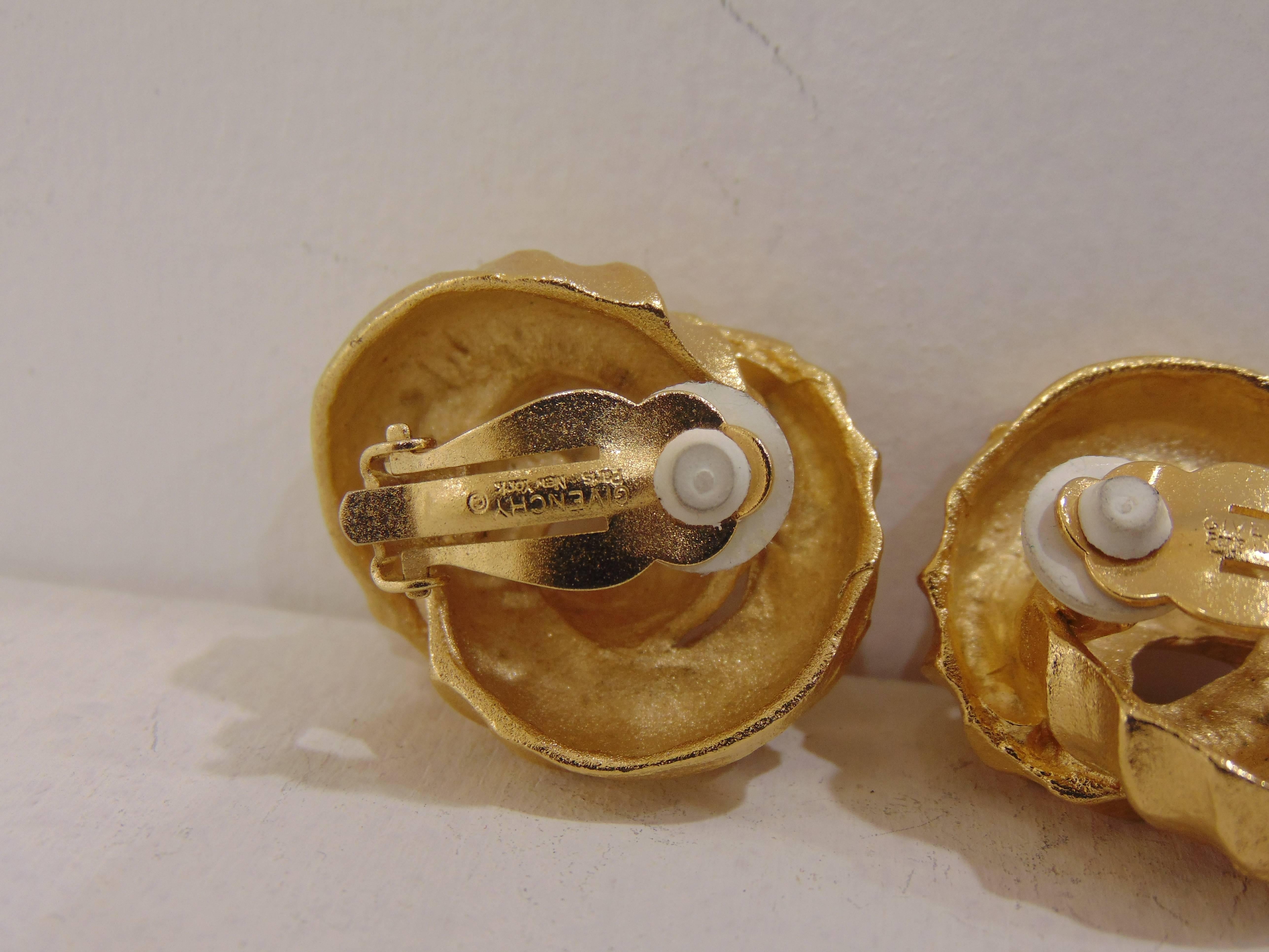 1980s Givenchy gold tone clip-on earrings 1