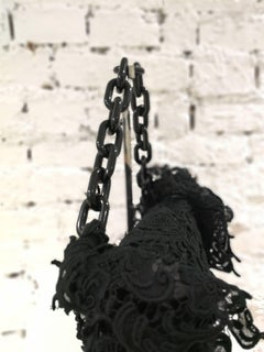 2008 Prada Black Lace Pizzo Shoulder bag