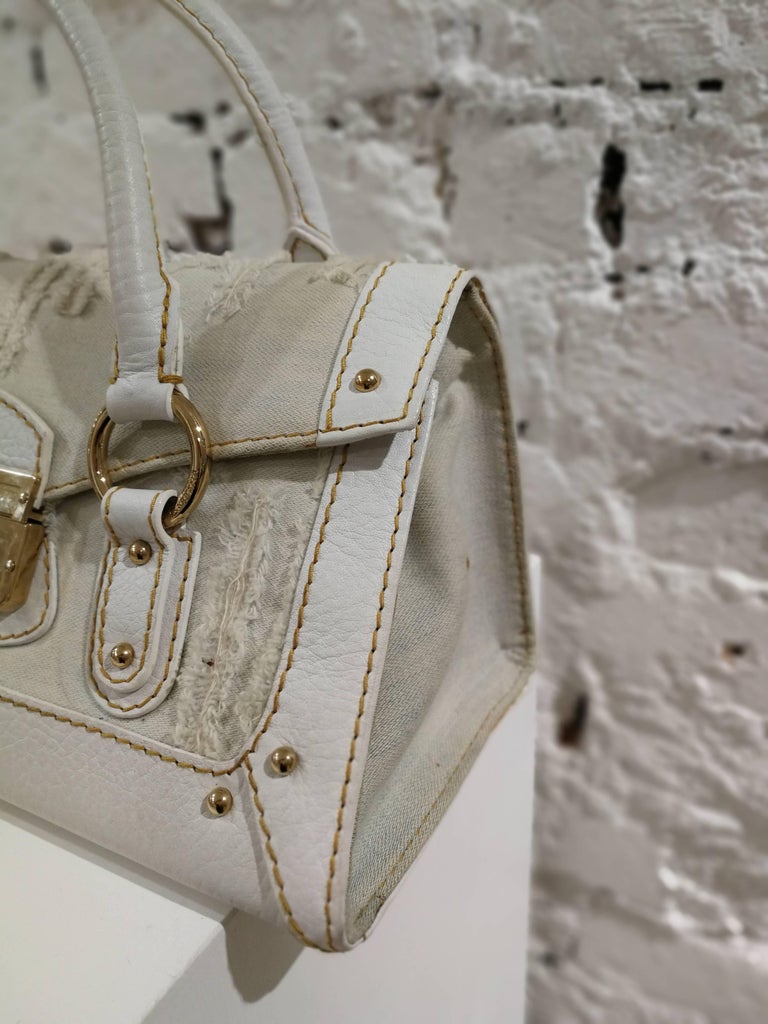 Dolce and Gabbana white leather Denim Handle Shoulder Bag at 1stDibs
