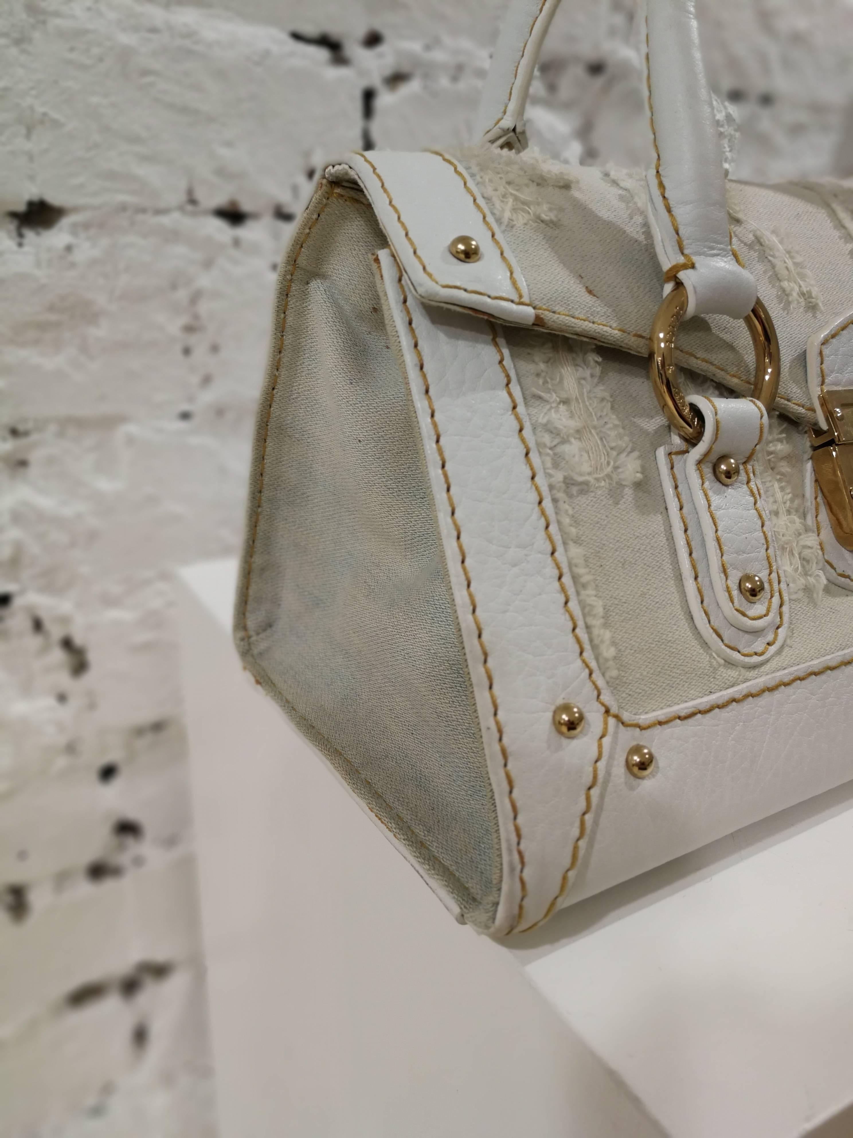Gray Dolce & Gabbana white leather Denim Handle Shoulder Bag