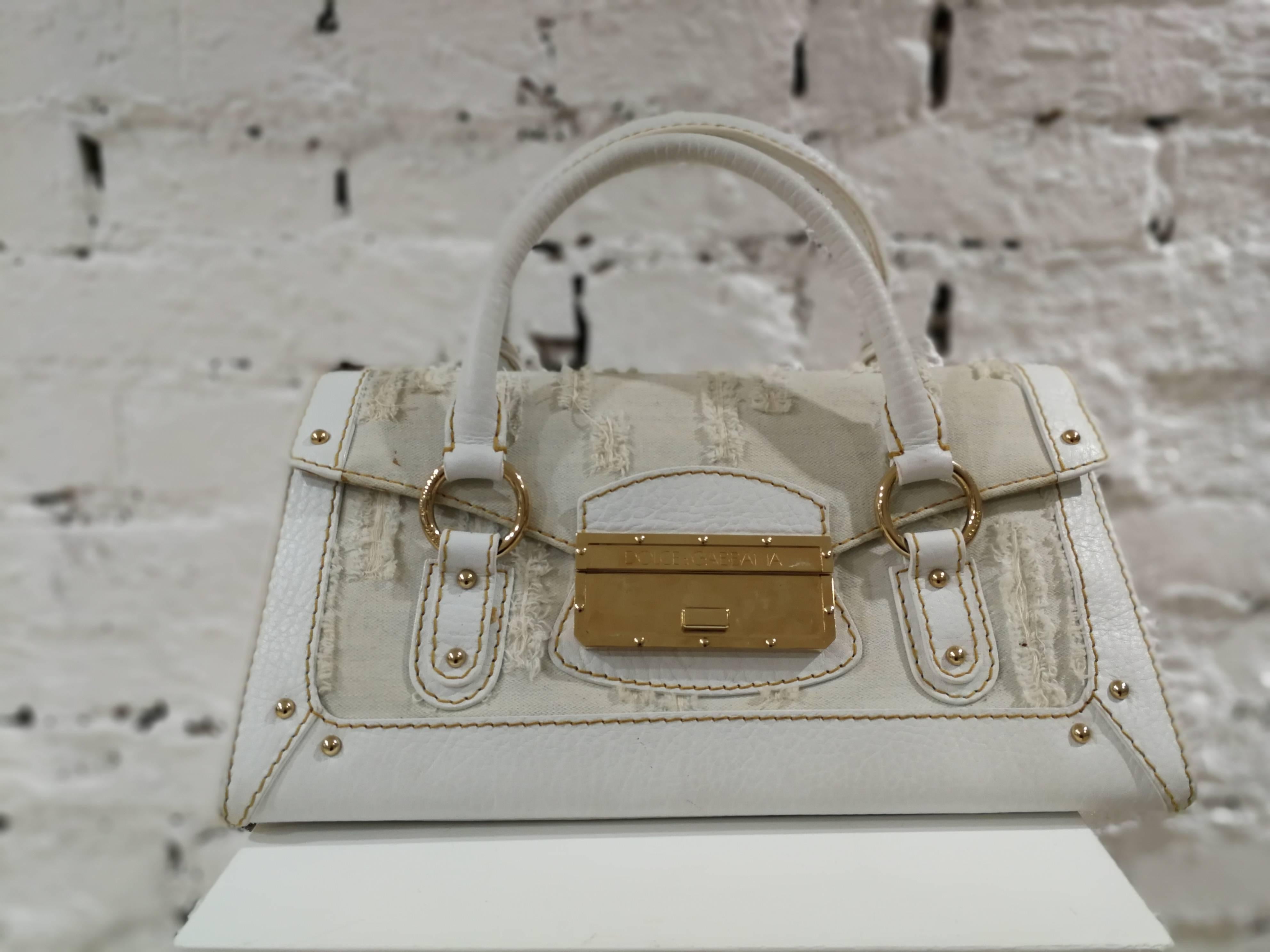 Dolce & Gabbana white leather Denim Handle Shoulder Bag 4