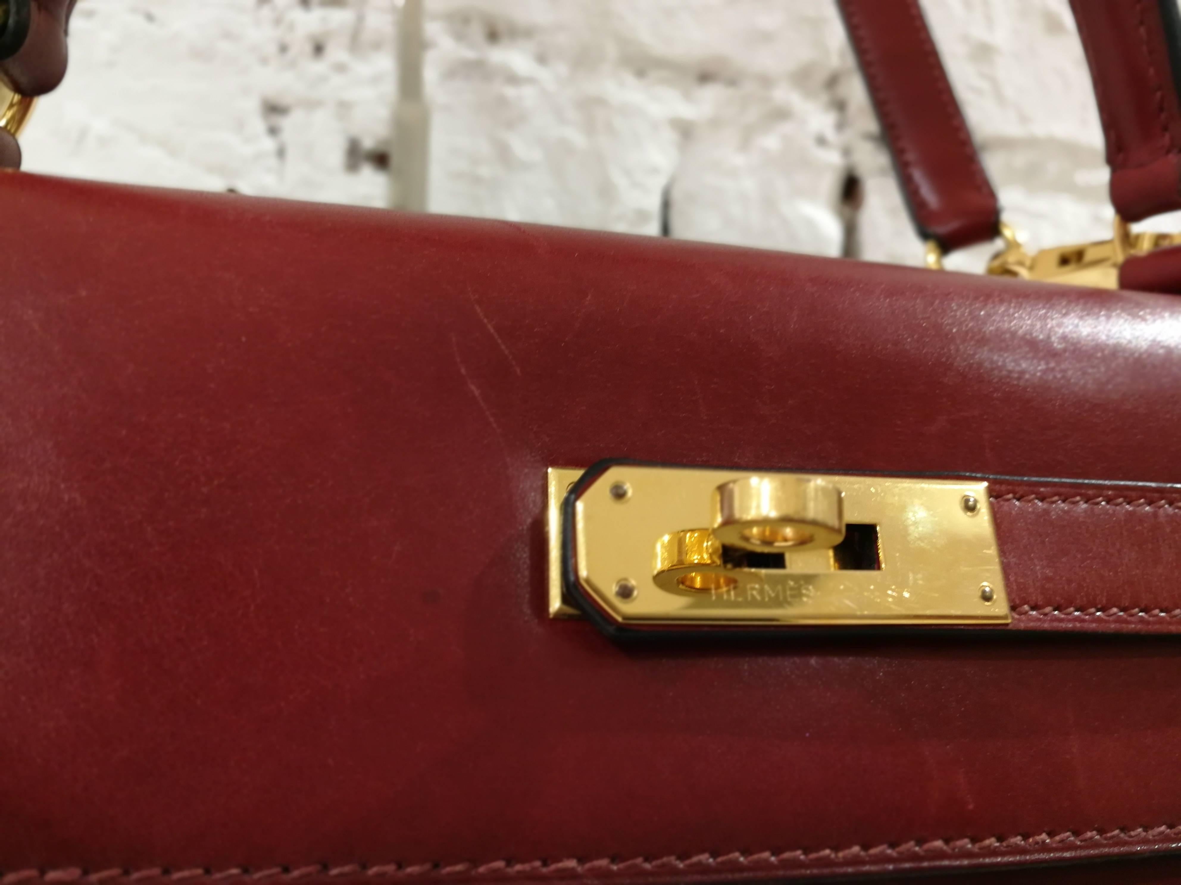 Brown Hermès Bordeaux 32cm Kelly Bag