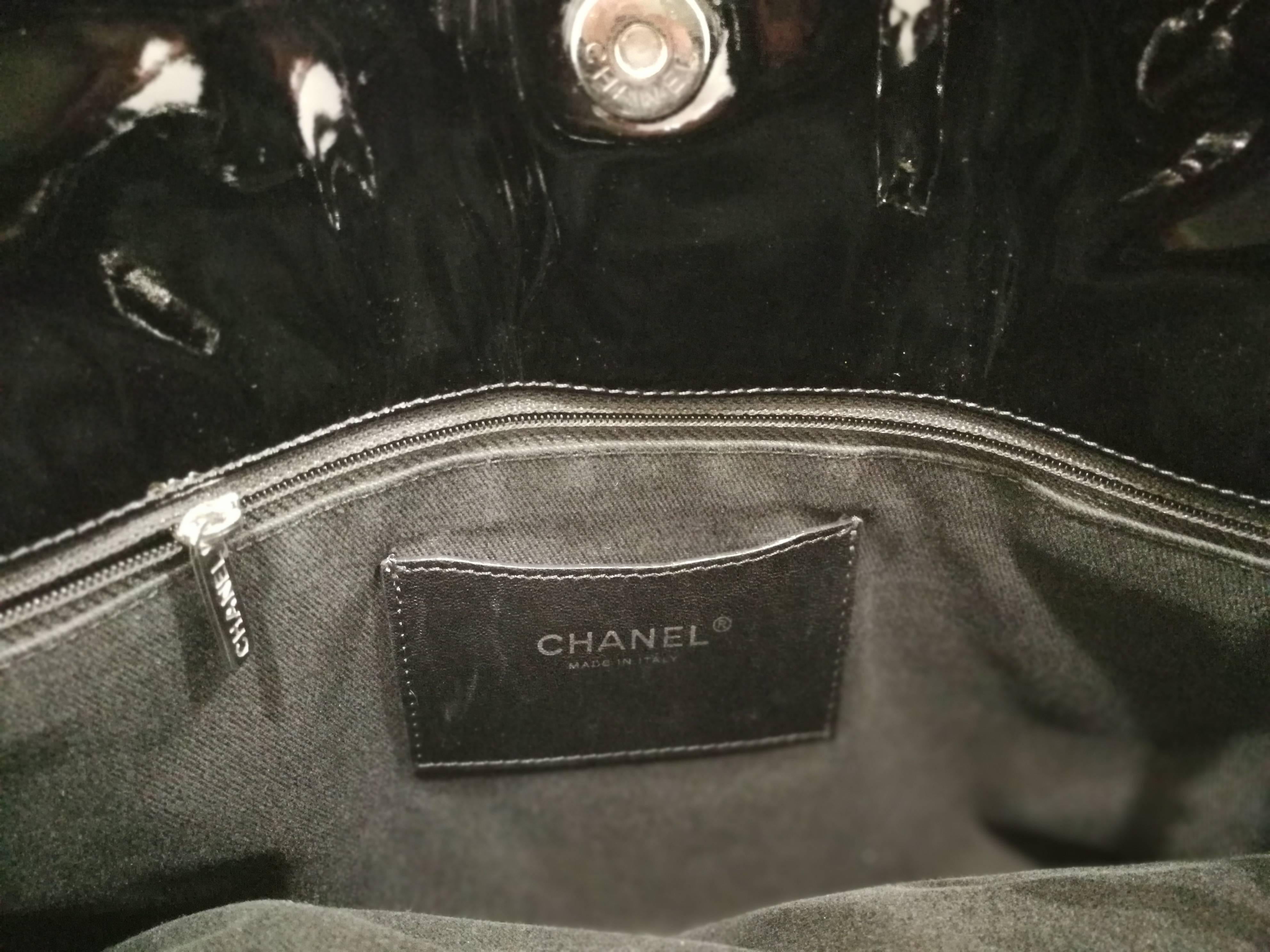 Chanel Just Mademoiselle Bowler Black patent Leather Bag 1