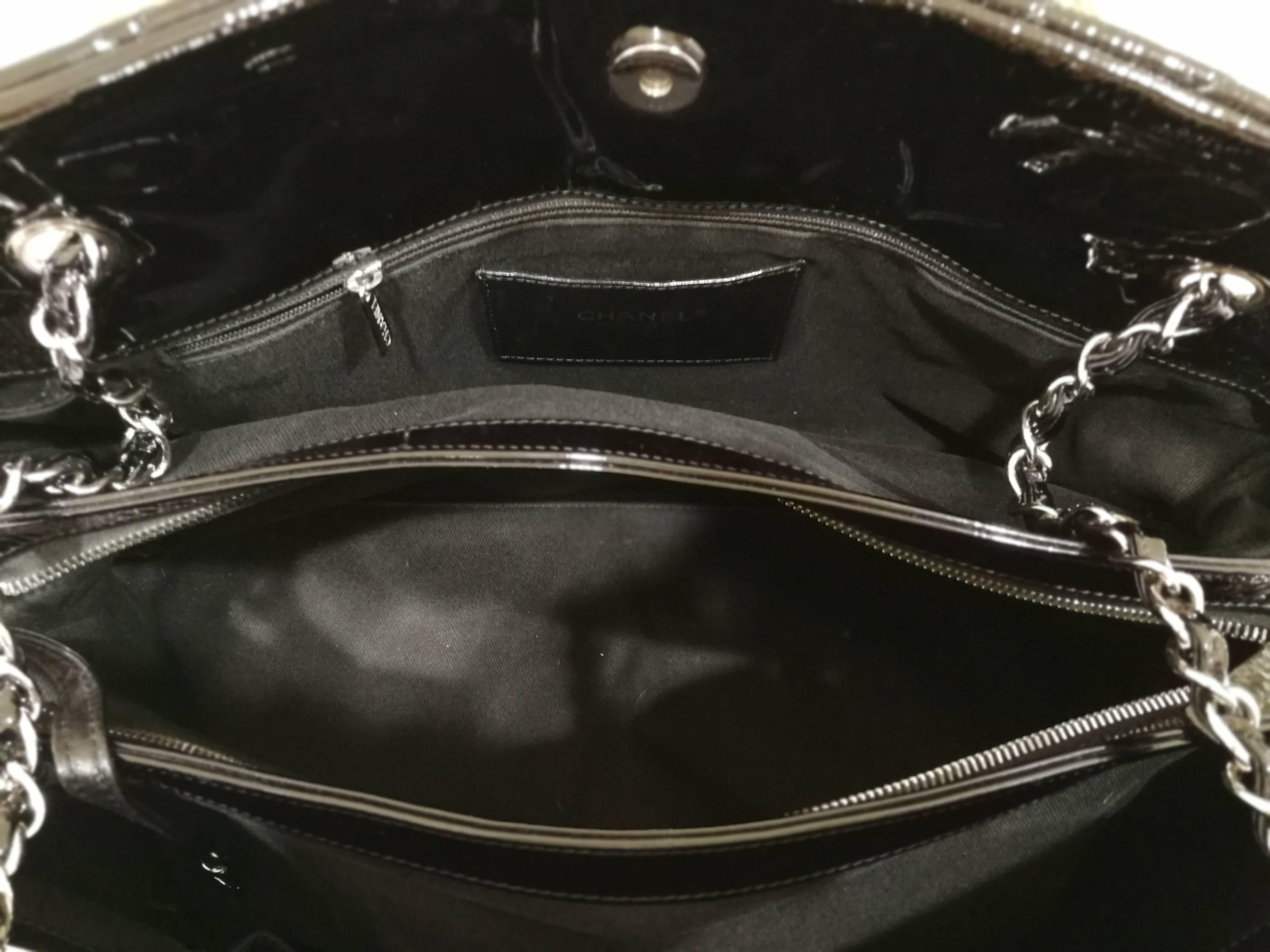 Chanel Just Mademoiselle Bowler Black patent Leather Bag 2