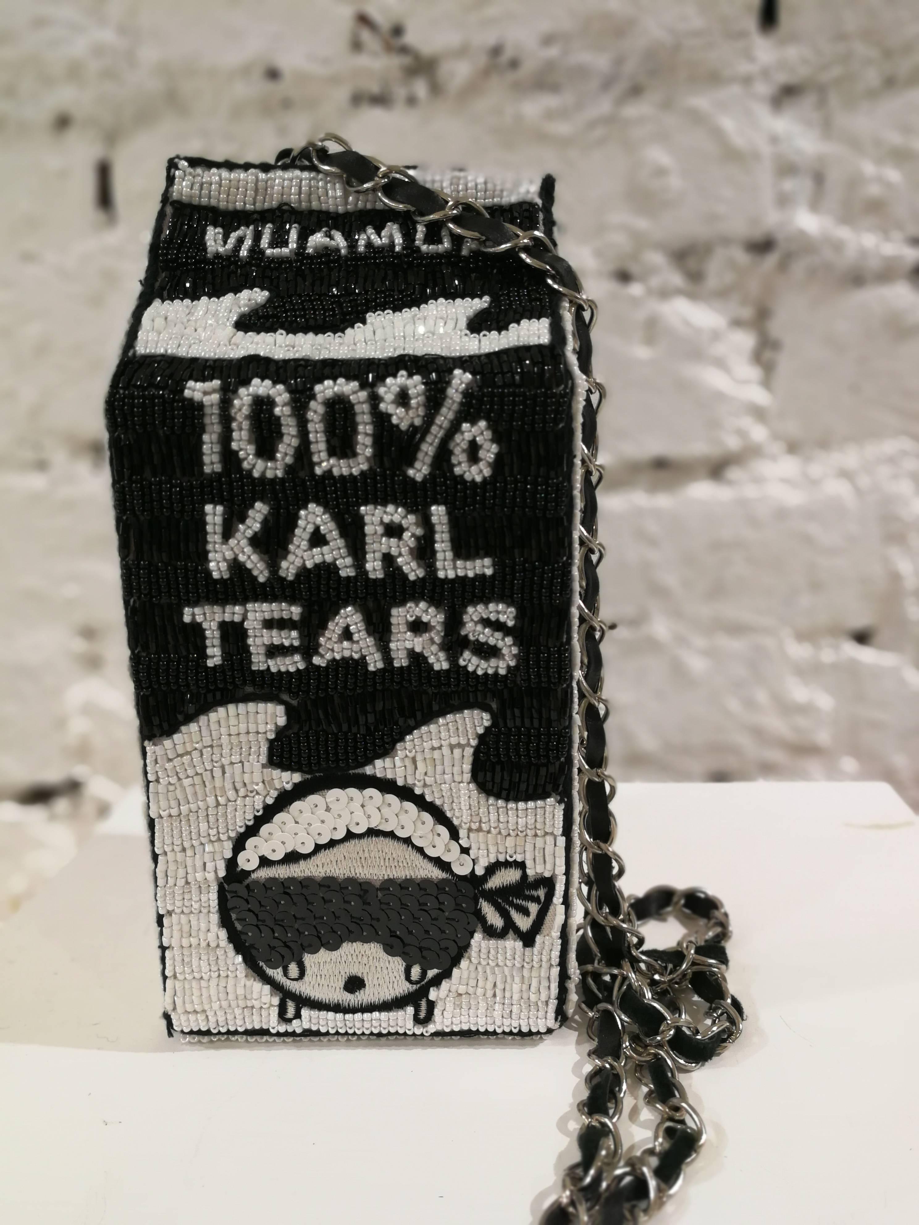 Mua Mua 100% Karl Tears Black White Beads Shoulder Bag 4