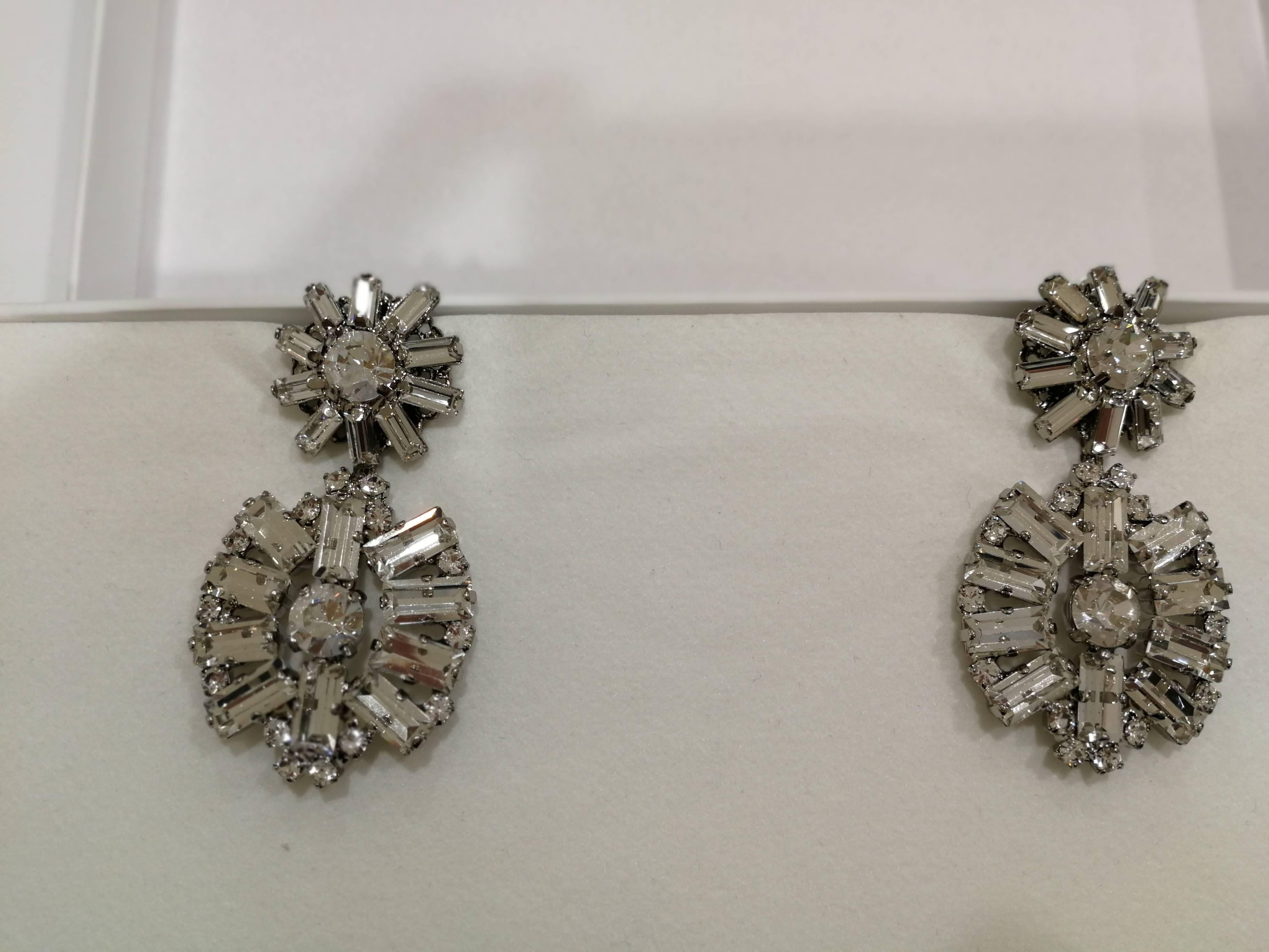 Lisa C. Crystal Swarovski pendant earrings In New Condition In Capri, IT