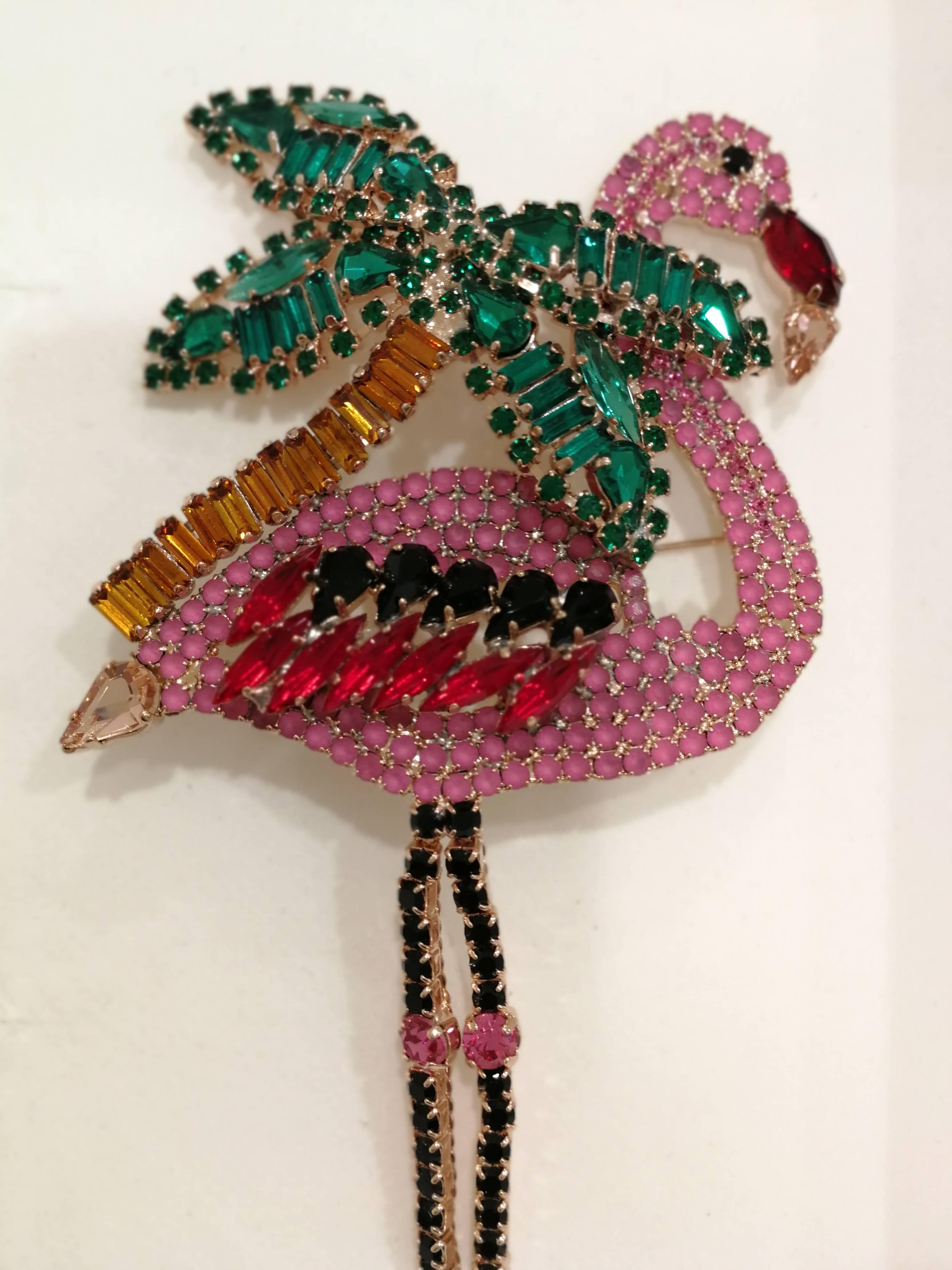 Lisa C. Pink Flamingo Palm Brooch - Pin 5