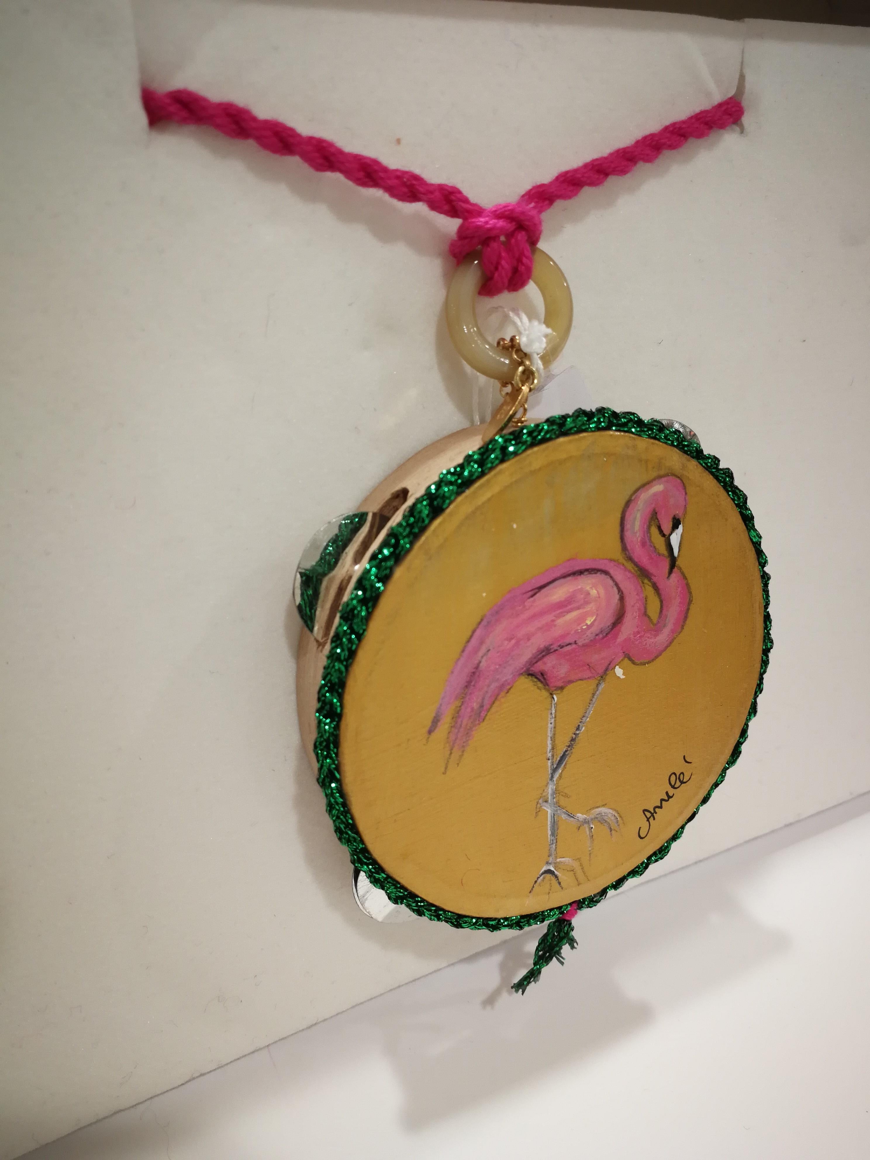 Women's Amlé Handmade Tambourine Flamingo Necklace