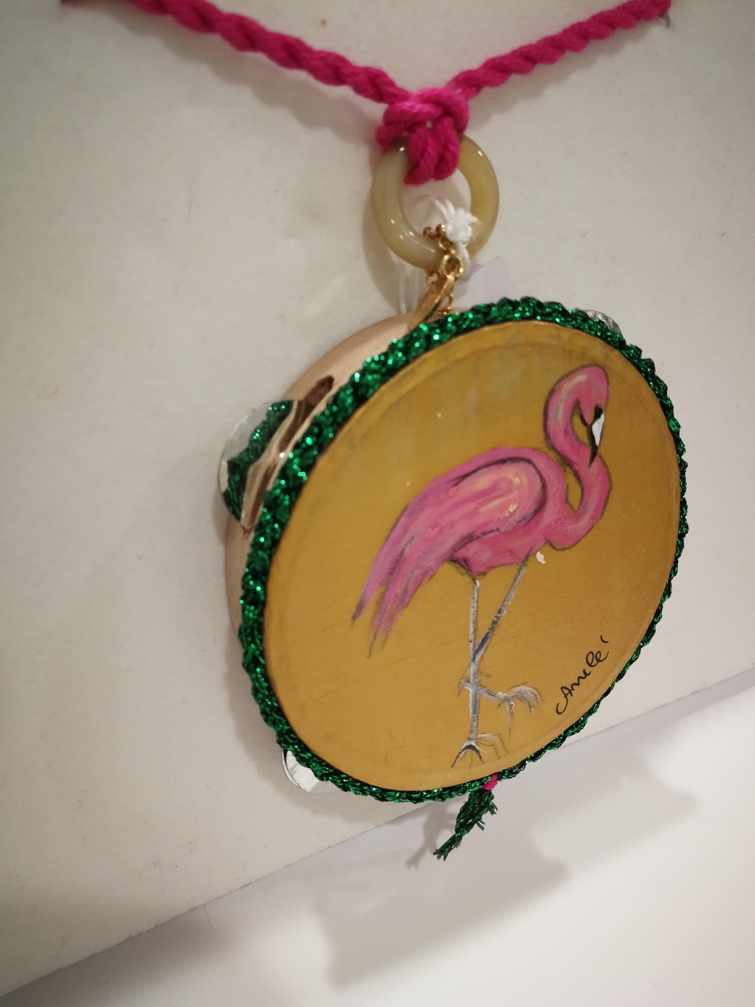 Amlé Handmade Tambourine Flamingo Necklace 1
