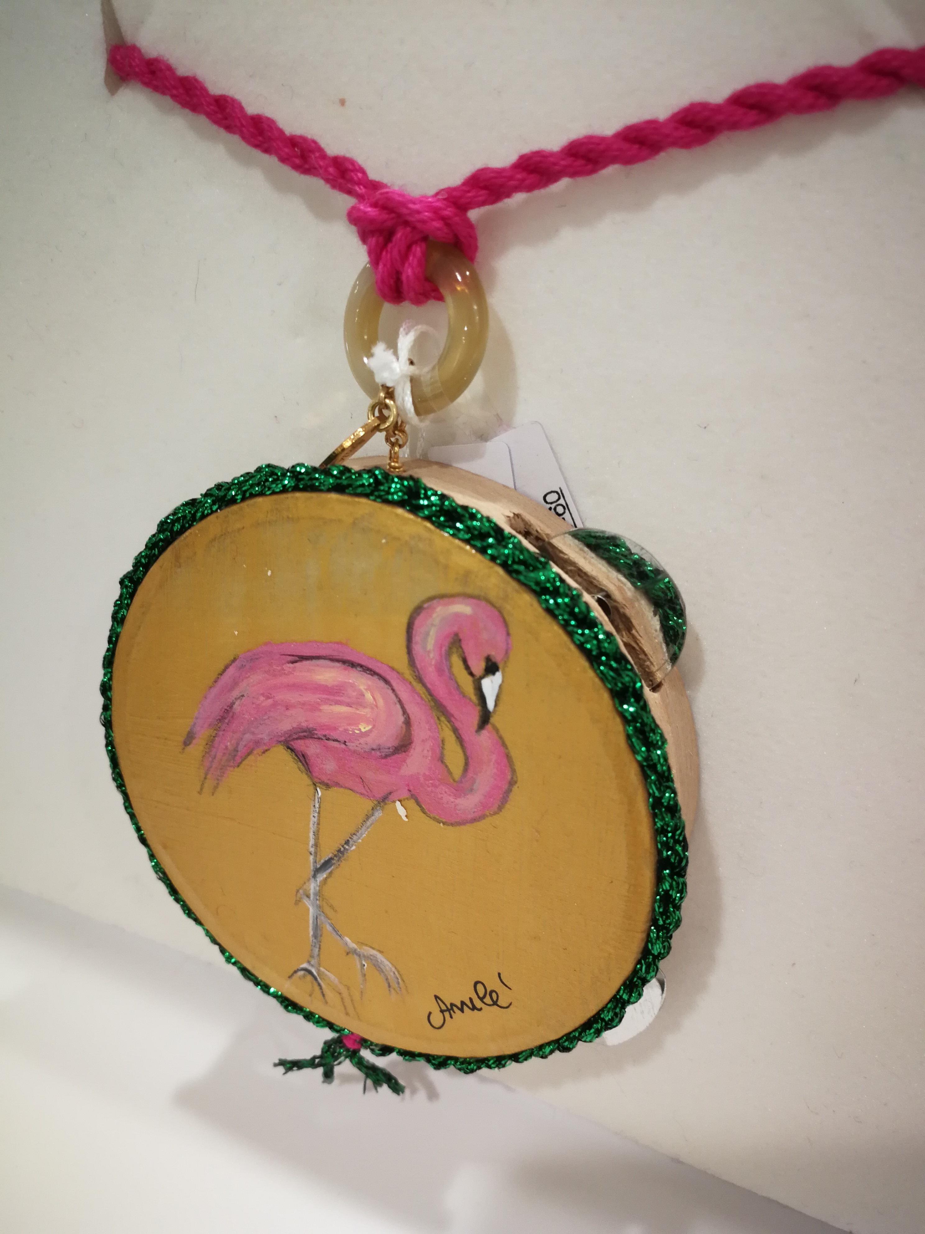 Amlé Handmade Tambourine Flamingo Necklace 2