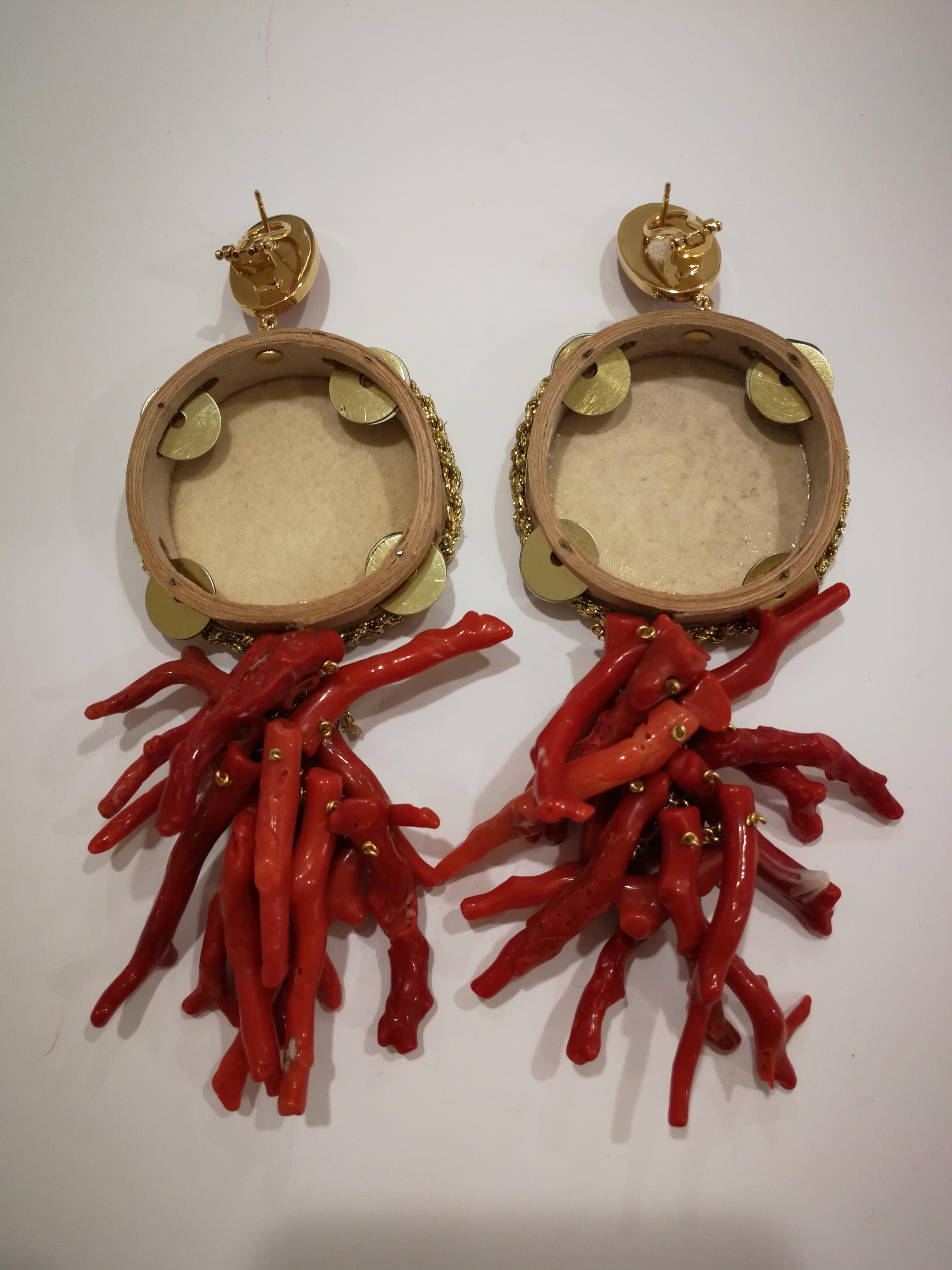 Amlé Handmade Capsule Tambourine Coral Earrings 7