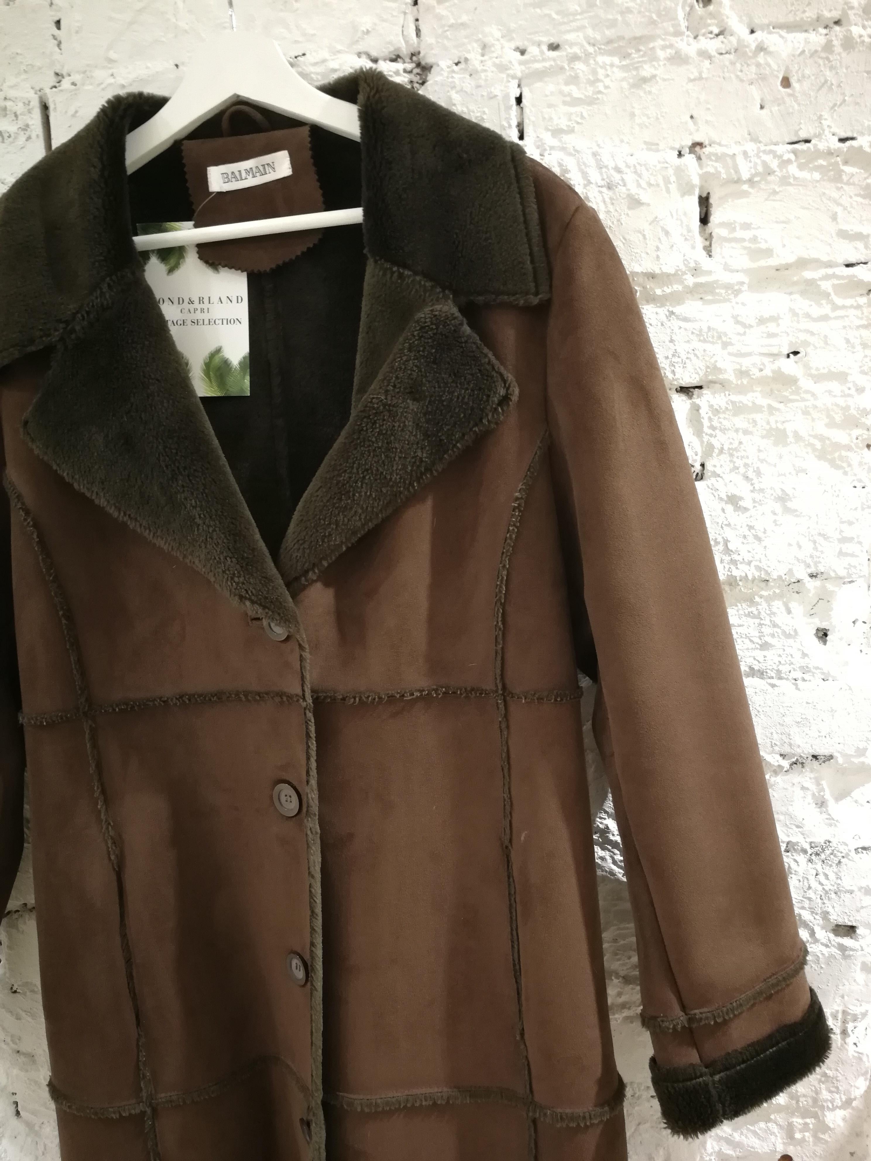 Black Balmain Long Brown Coat For Sale