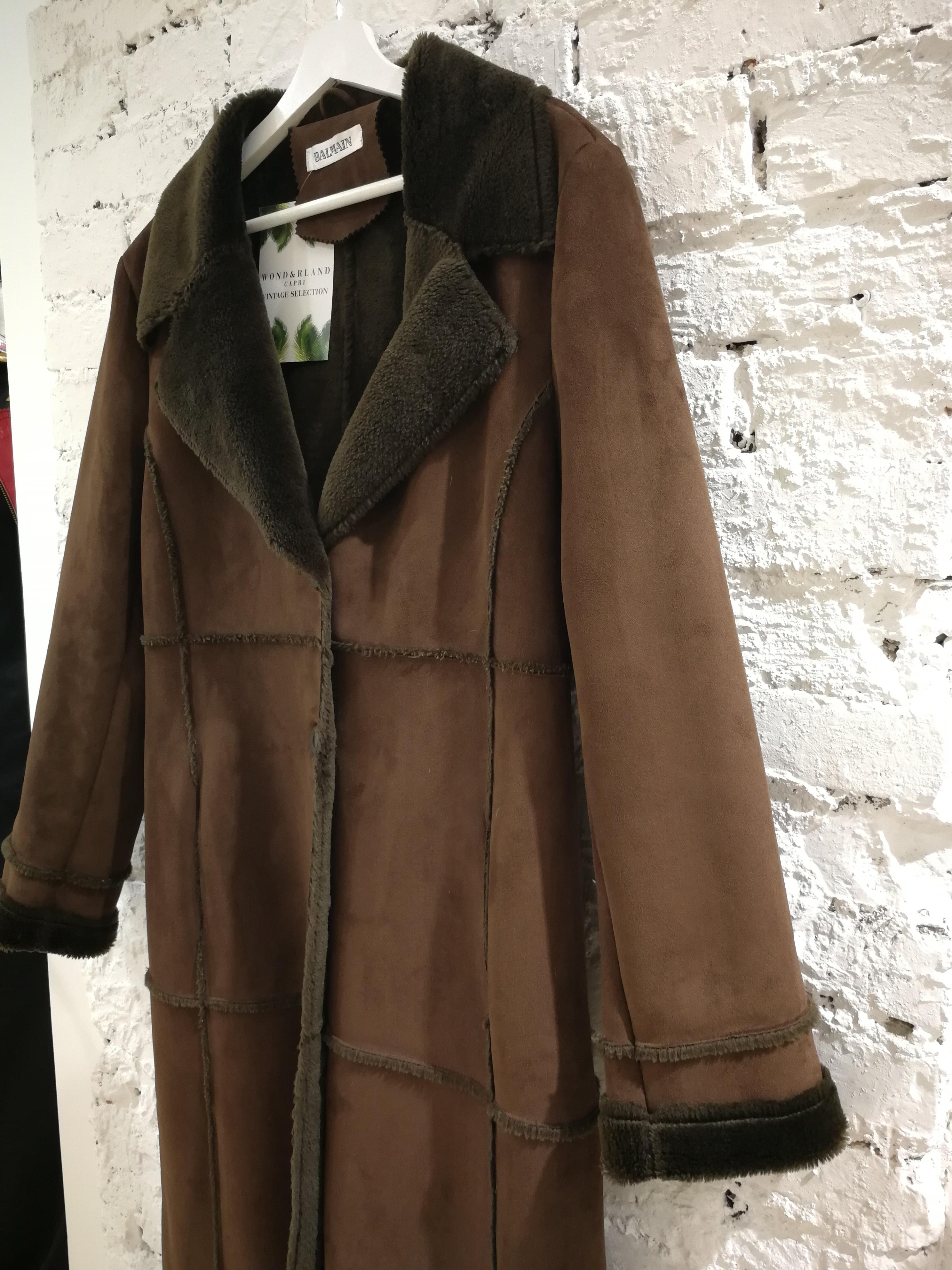 Balmain Long Brown Coat In Excellent Condition For Sale In Capri, IT