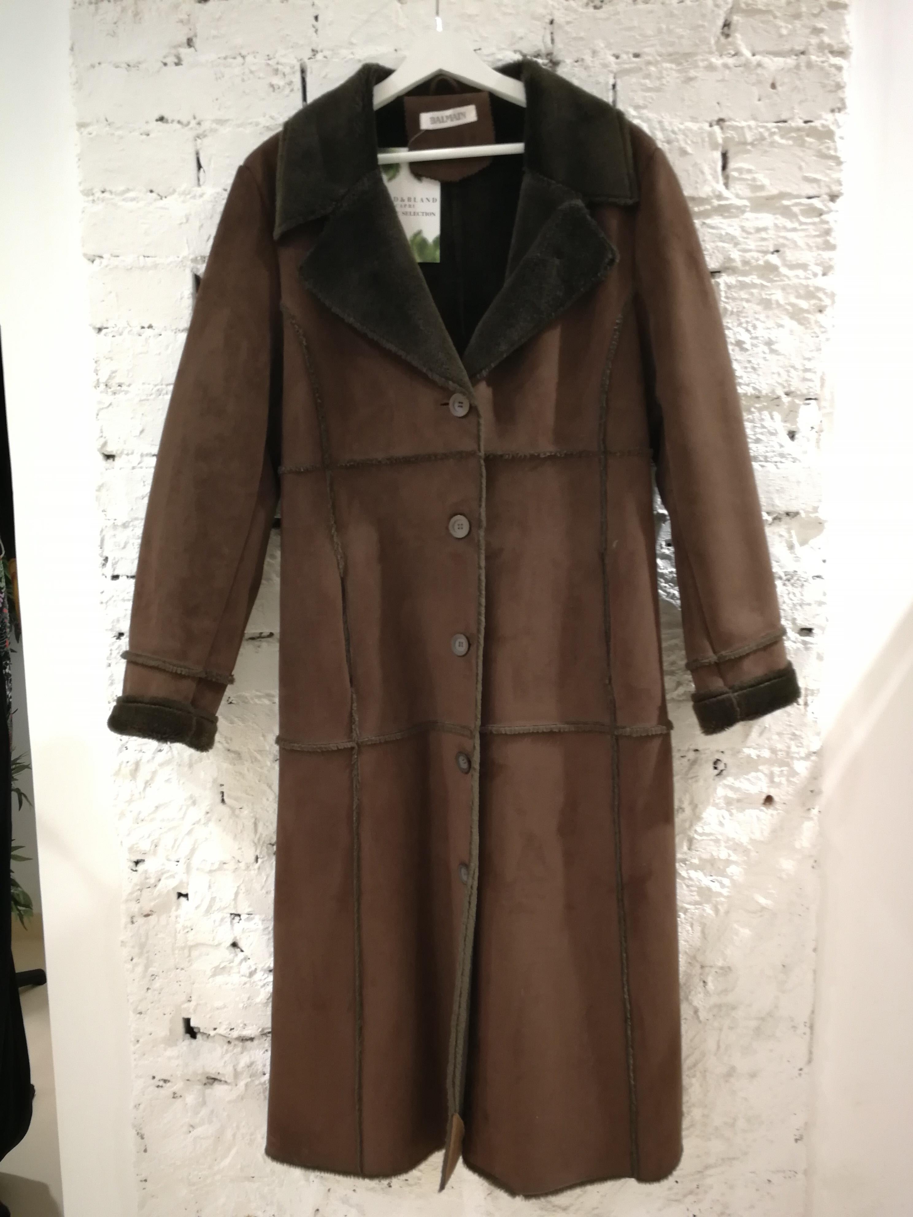 Balmain Long Brown Coat For Sale 5