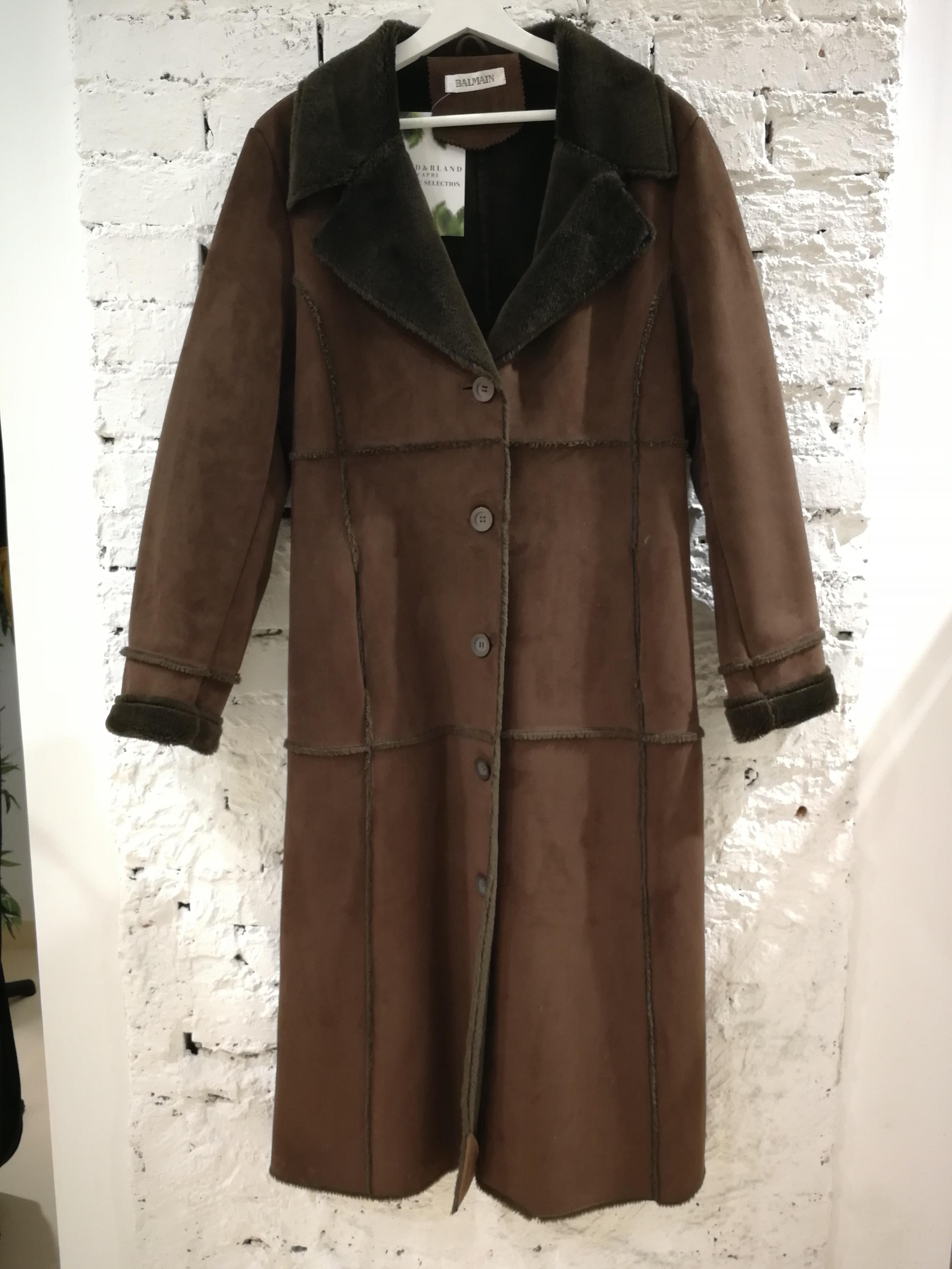 Balmain Long Brown Coat For Sale 6