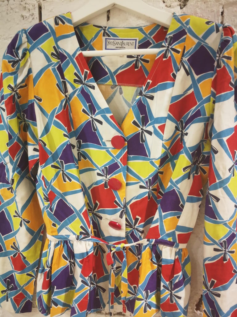 Yves Saint Laurent Variation Cotton Multicoloured Jacket Shirt at ...