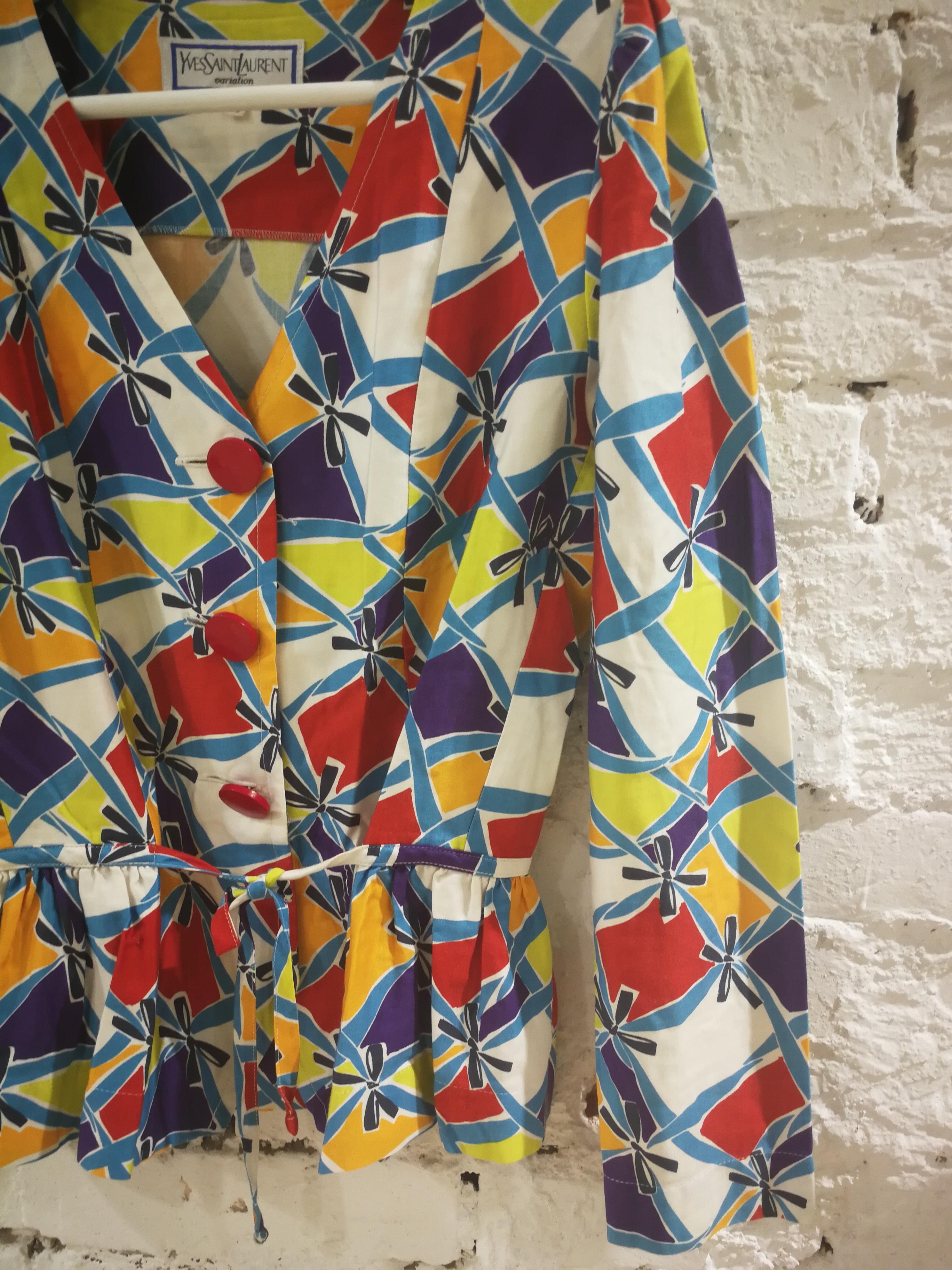 Yves Saint Laurent Variation Cotton Multicoloured Jacket Shirt 8