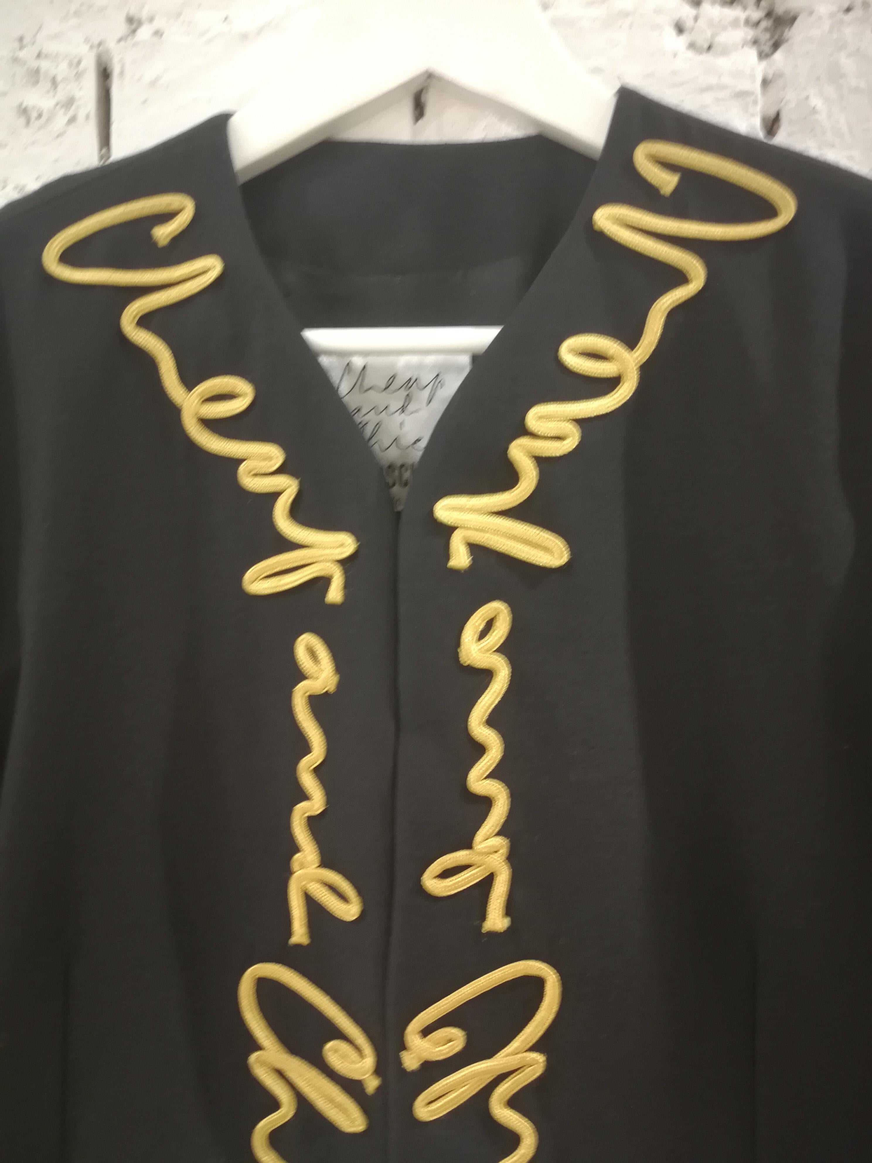 Moschino Cheap & Chic Black Gold Wool Jacket In Excellent Condition For Sale In Capri, IT