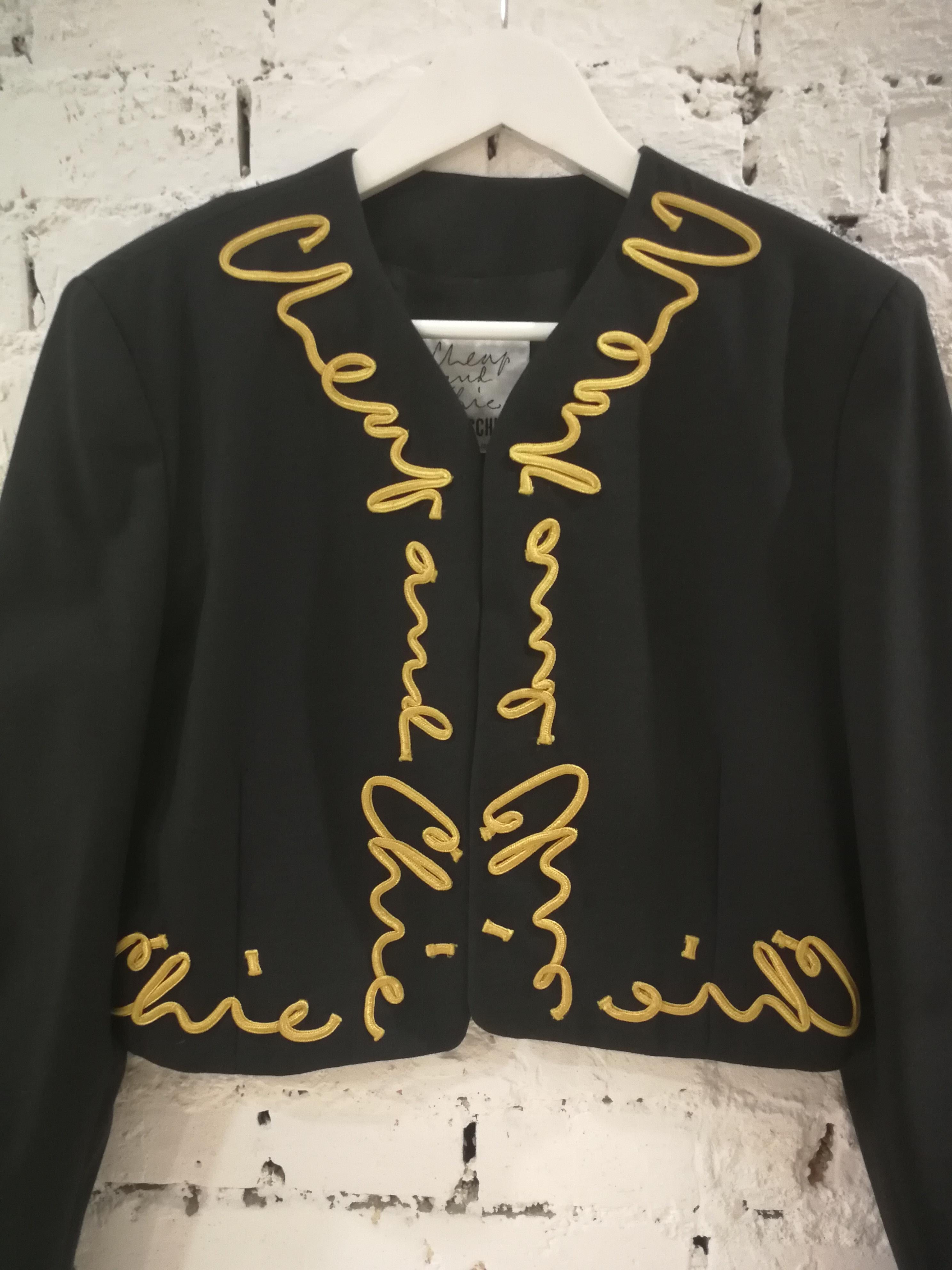 Moschino Cheap & Chic Black Gold Wool Jacket For Sale 2