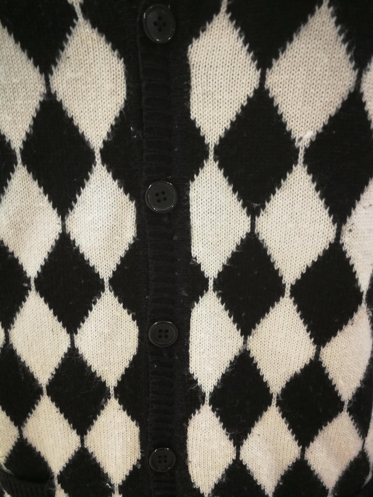 Versace Black and White wool Cardigan For Sale at 1stDibs