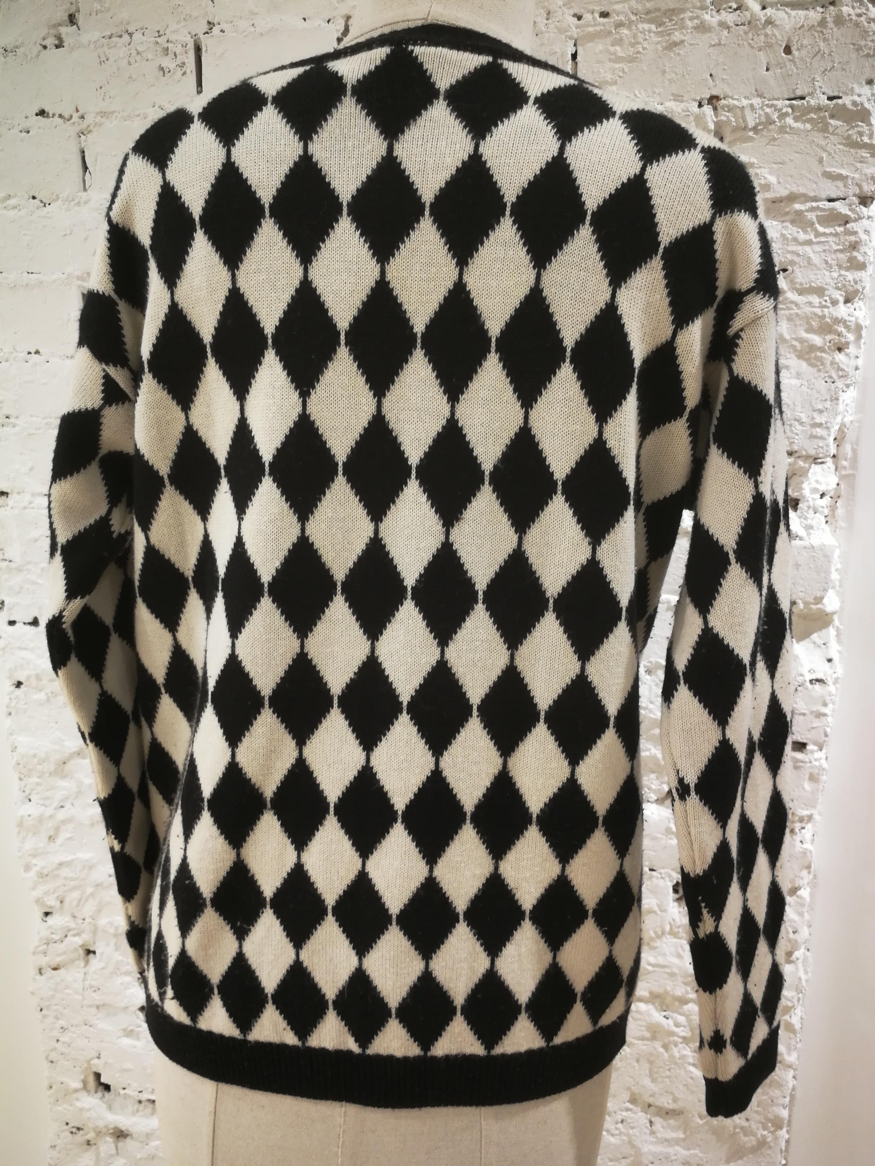 black and white checkered cardigan