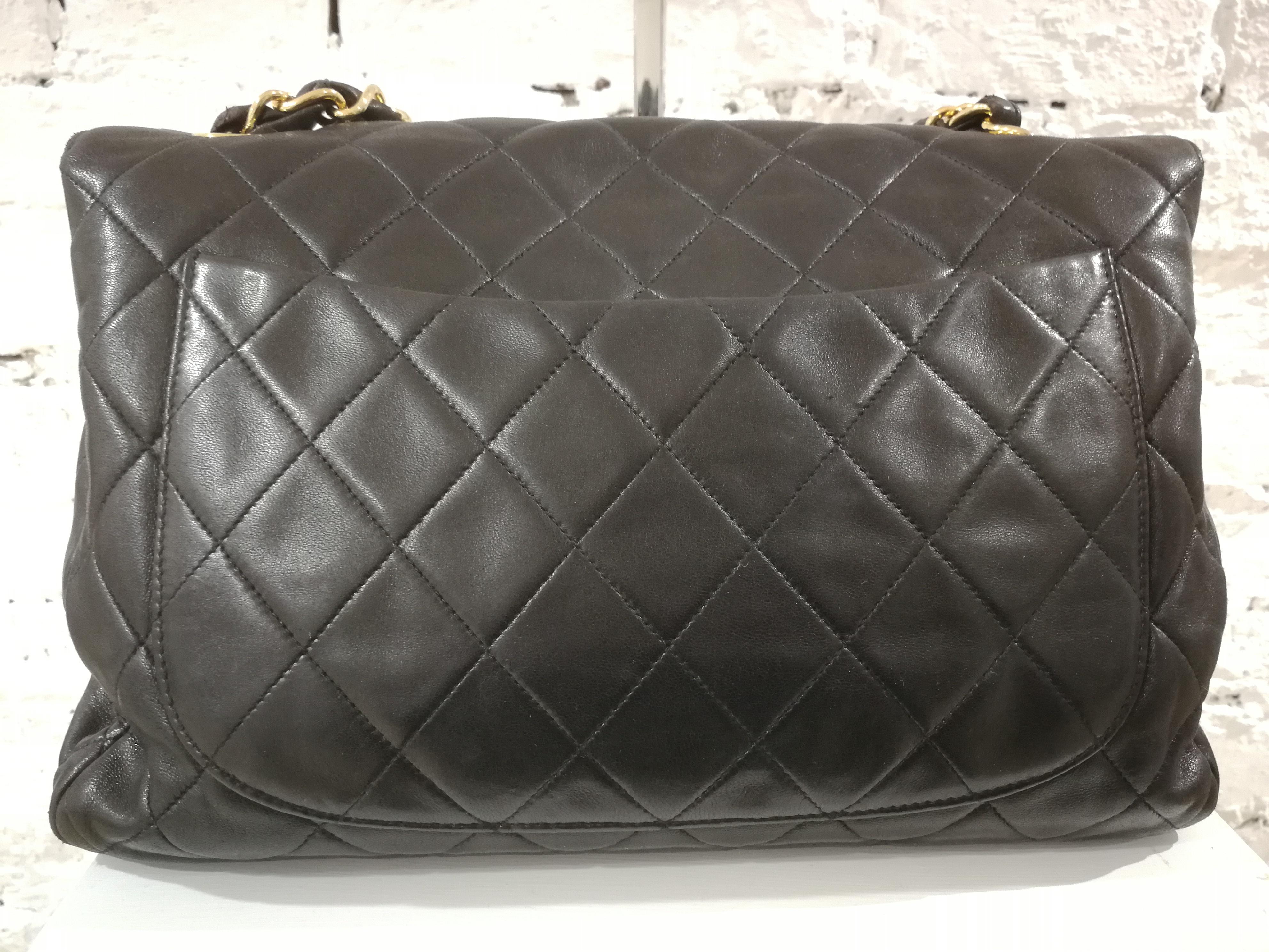 Women's 1990s Chanel Black Leather Jumbo Shoulder Bag
