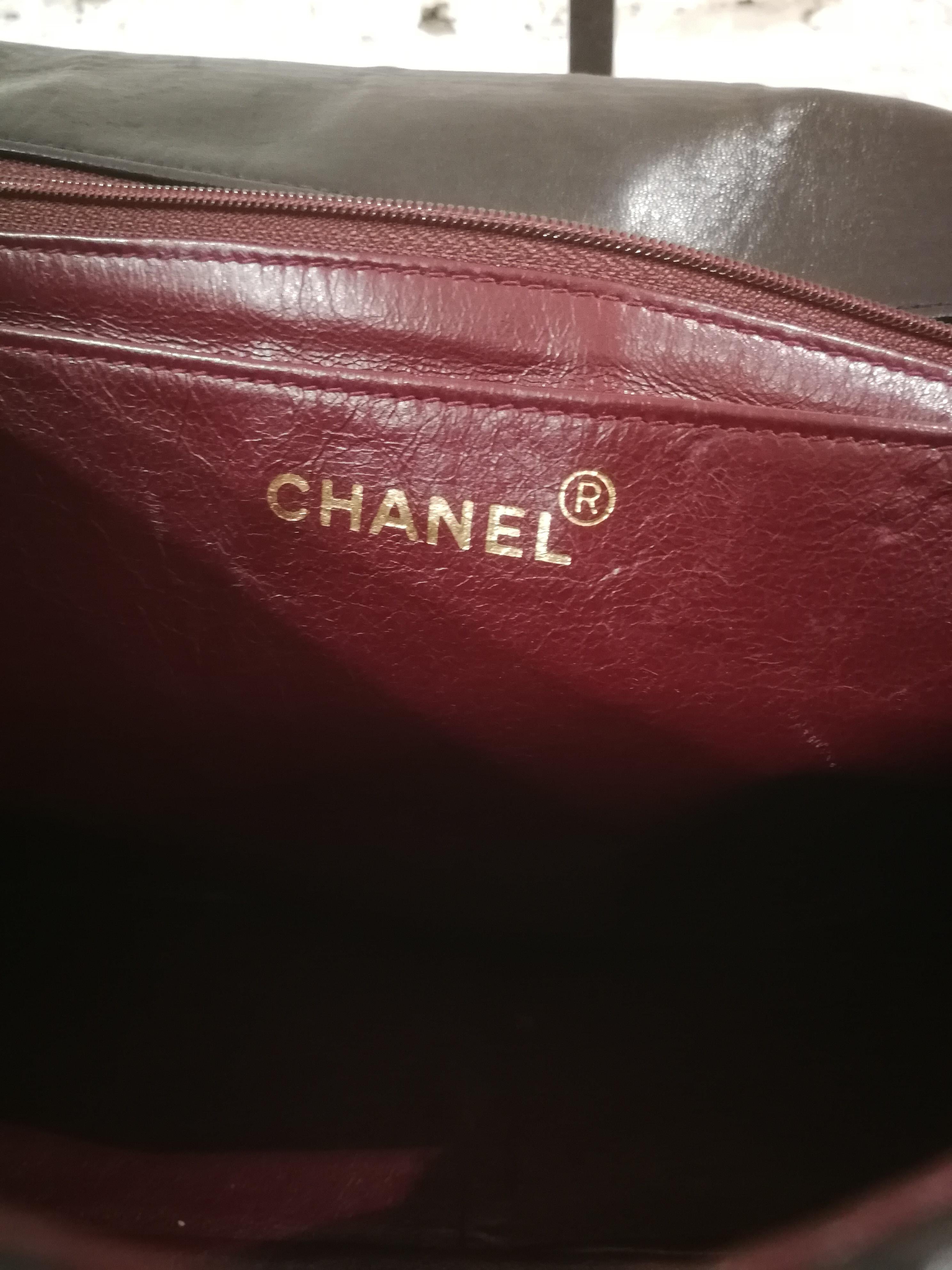 1990s Chanel Black Leather Jumbo Shoulder Bag 6