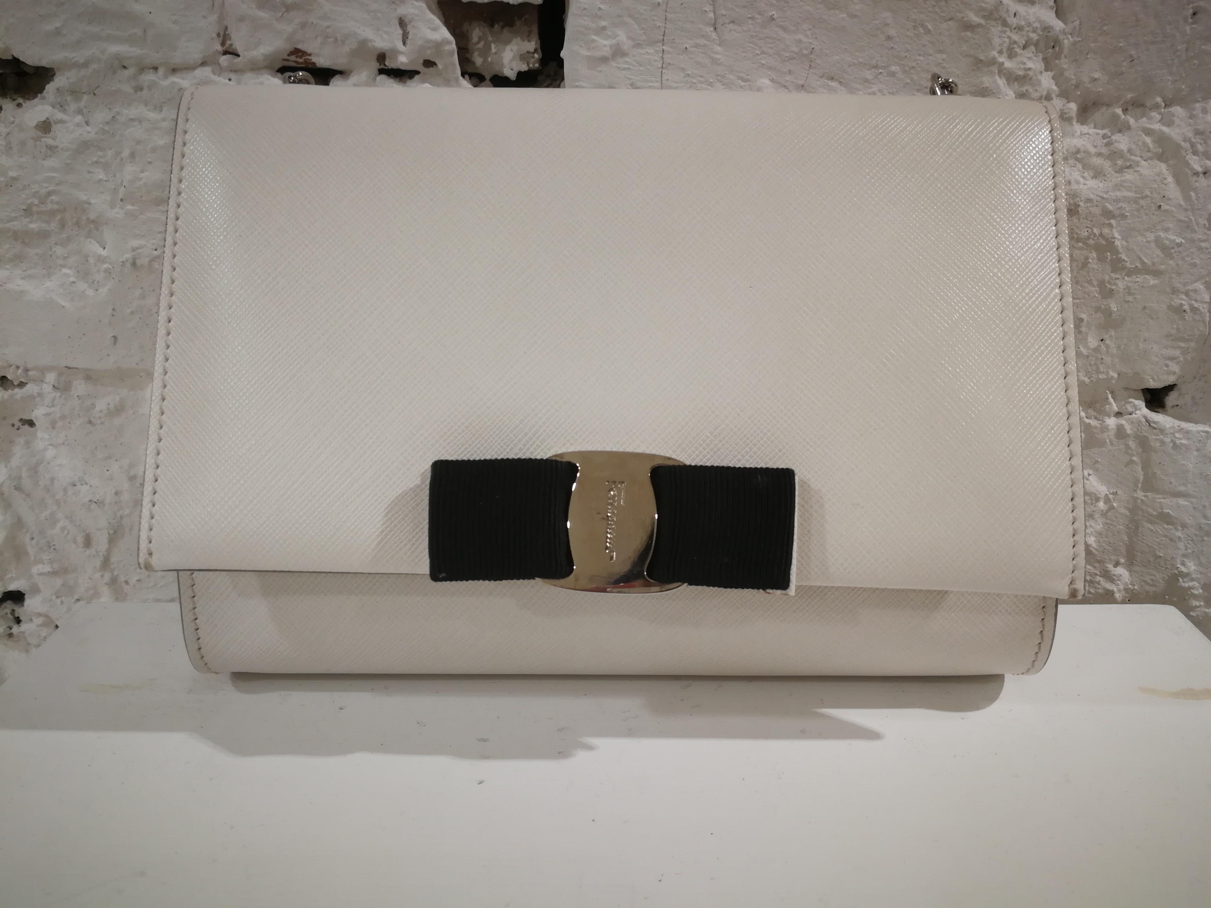 Salvatore Ferragamo White Leather Shoulder Bag NWOT 2