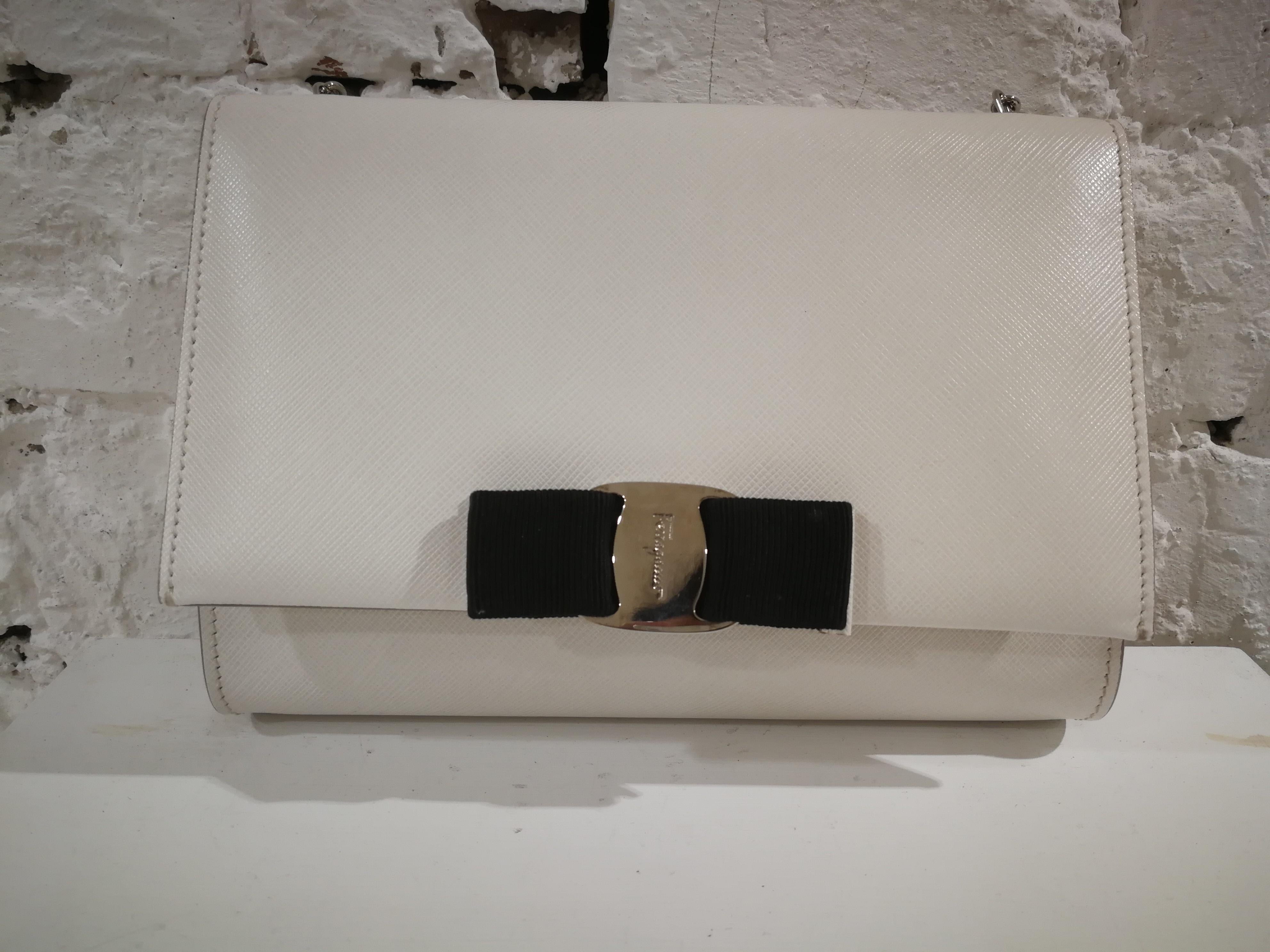 Salvatore Ferragamo White Leather Shoulder Bag NWOT 3