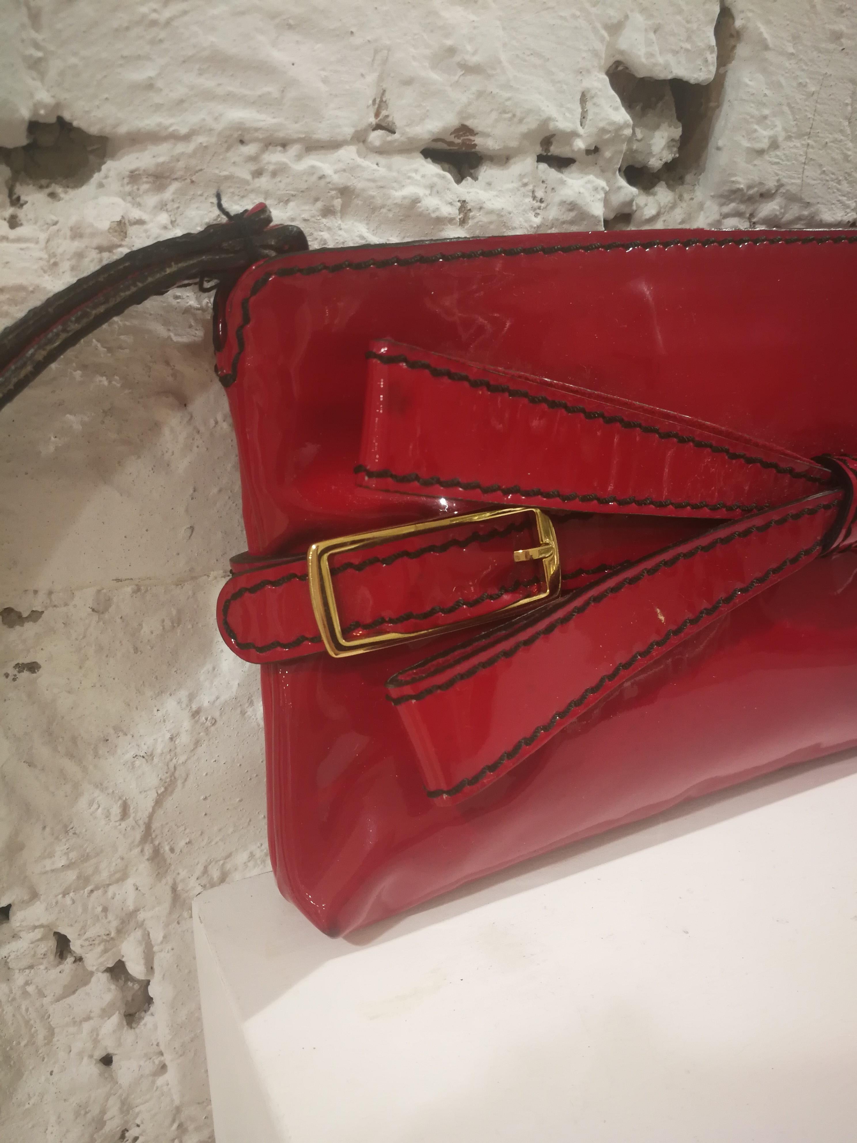 Valentino Red Patent Leather Handle Bag / Clutch In Good Condition In Capri, IT