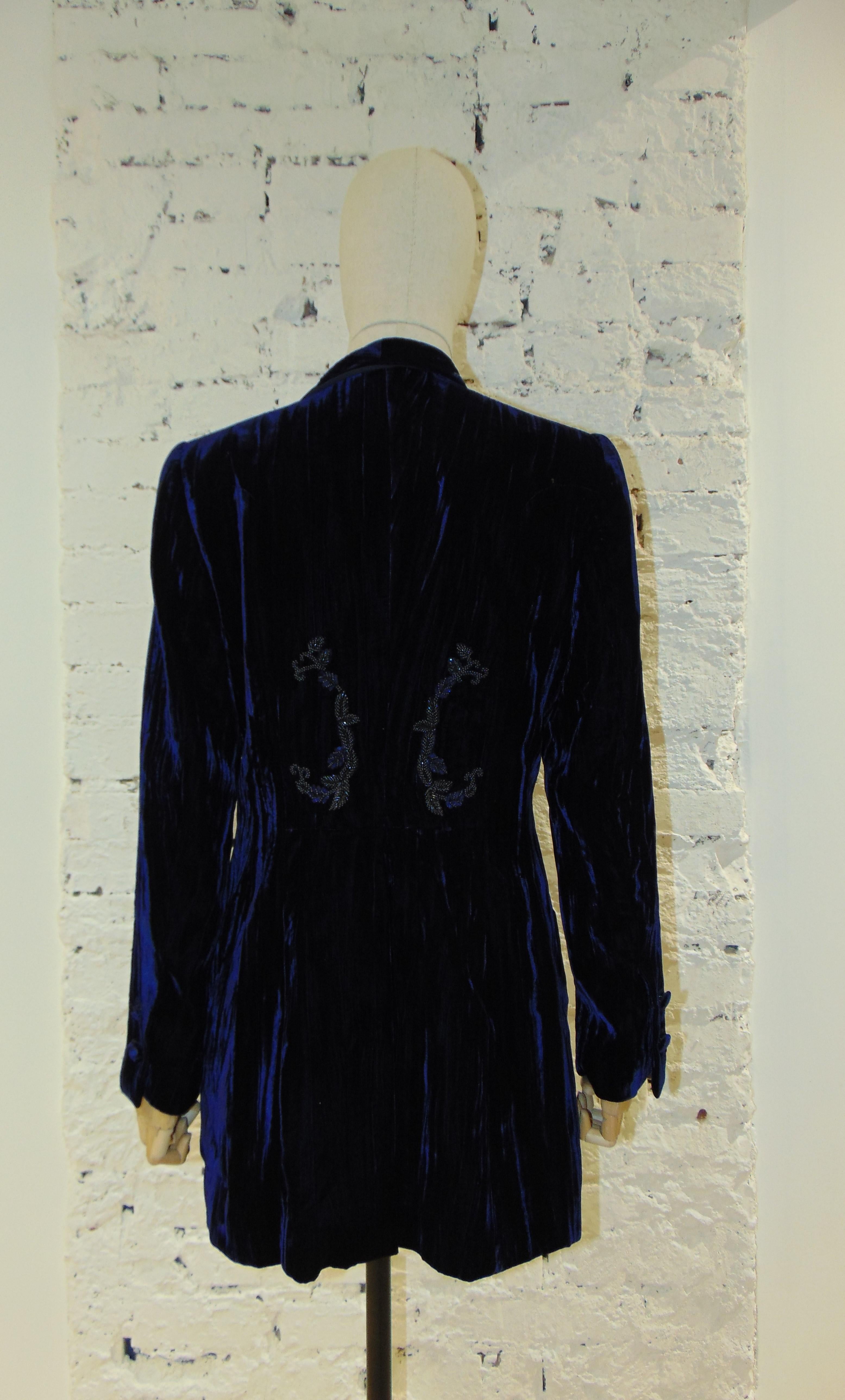 Rena Lange Blue Wool Velvet Jacket Blazer NWOT 2