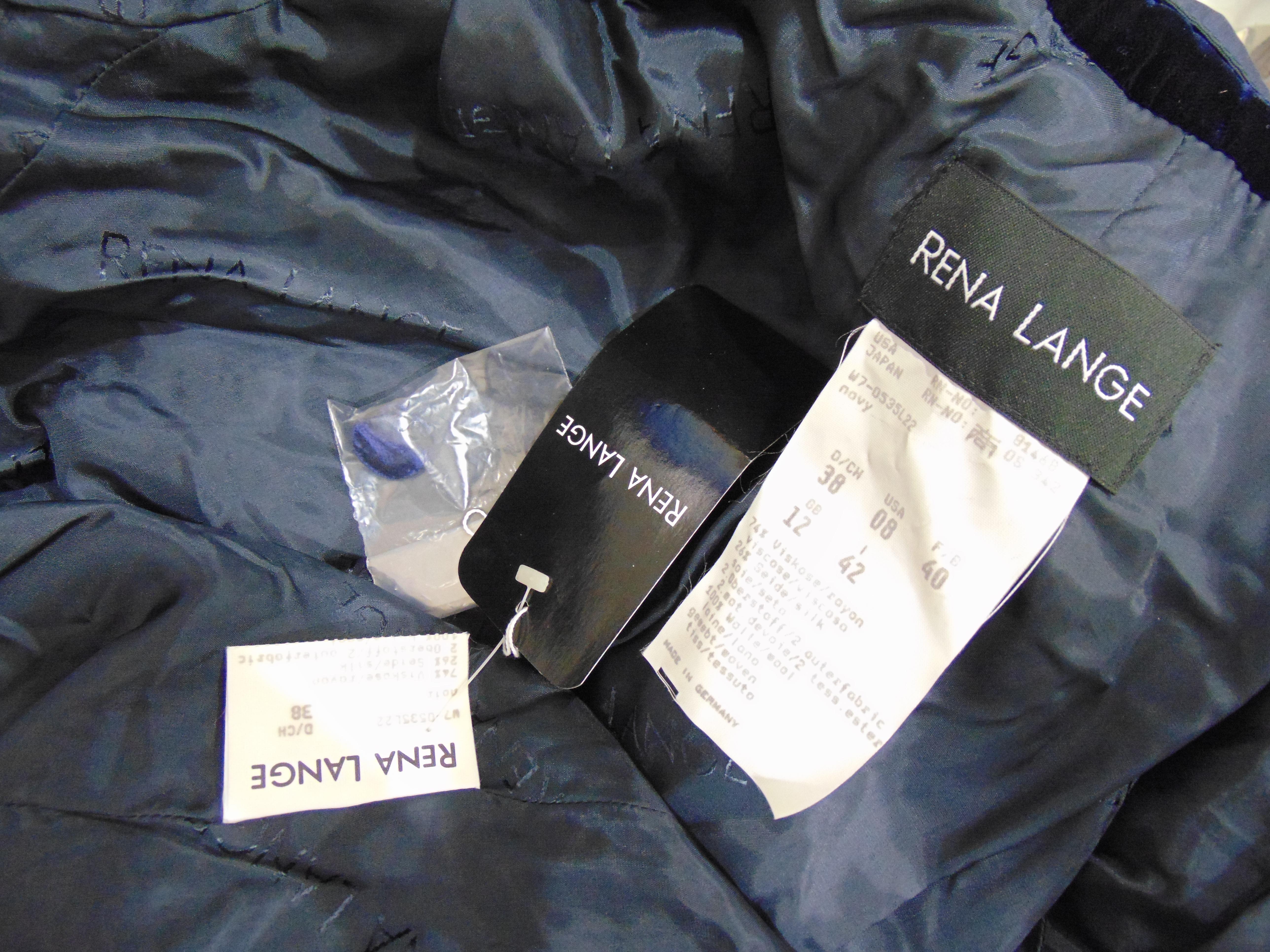 Rena Lange Blue Wool Velvet Jacket Blazer NWOT 10