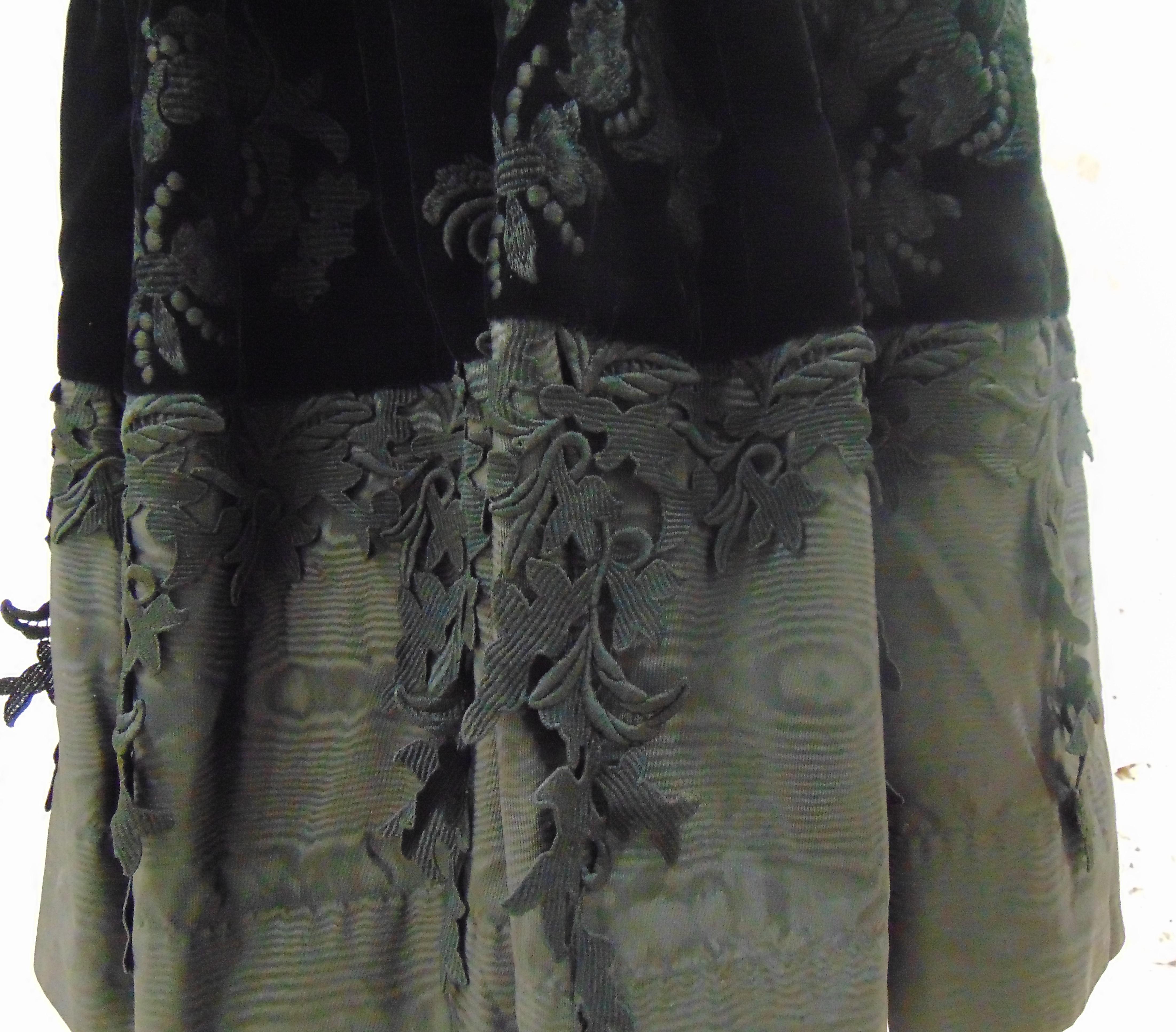 Claude Montana Black Silk Velvet Lace Skirt Suit 7