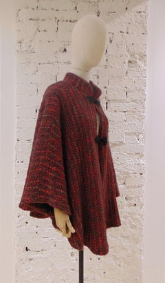 Vintage Handmade Multicolored Wool Cape Unisex Italy 1980s