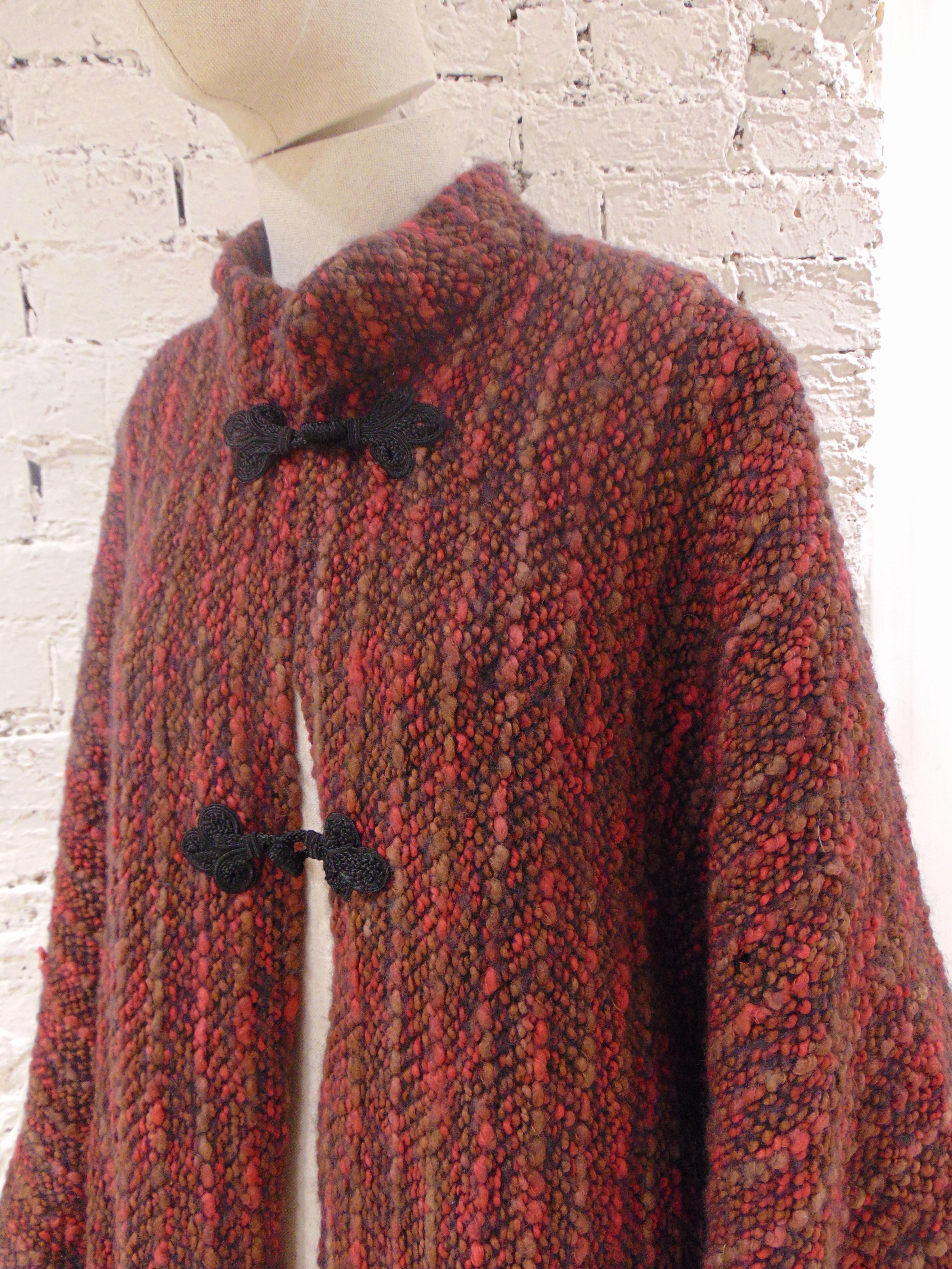 Wool multicoloured handmade cape For Sale at 1stDibs
