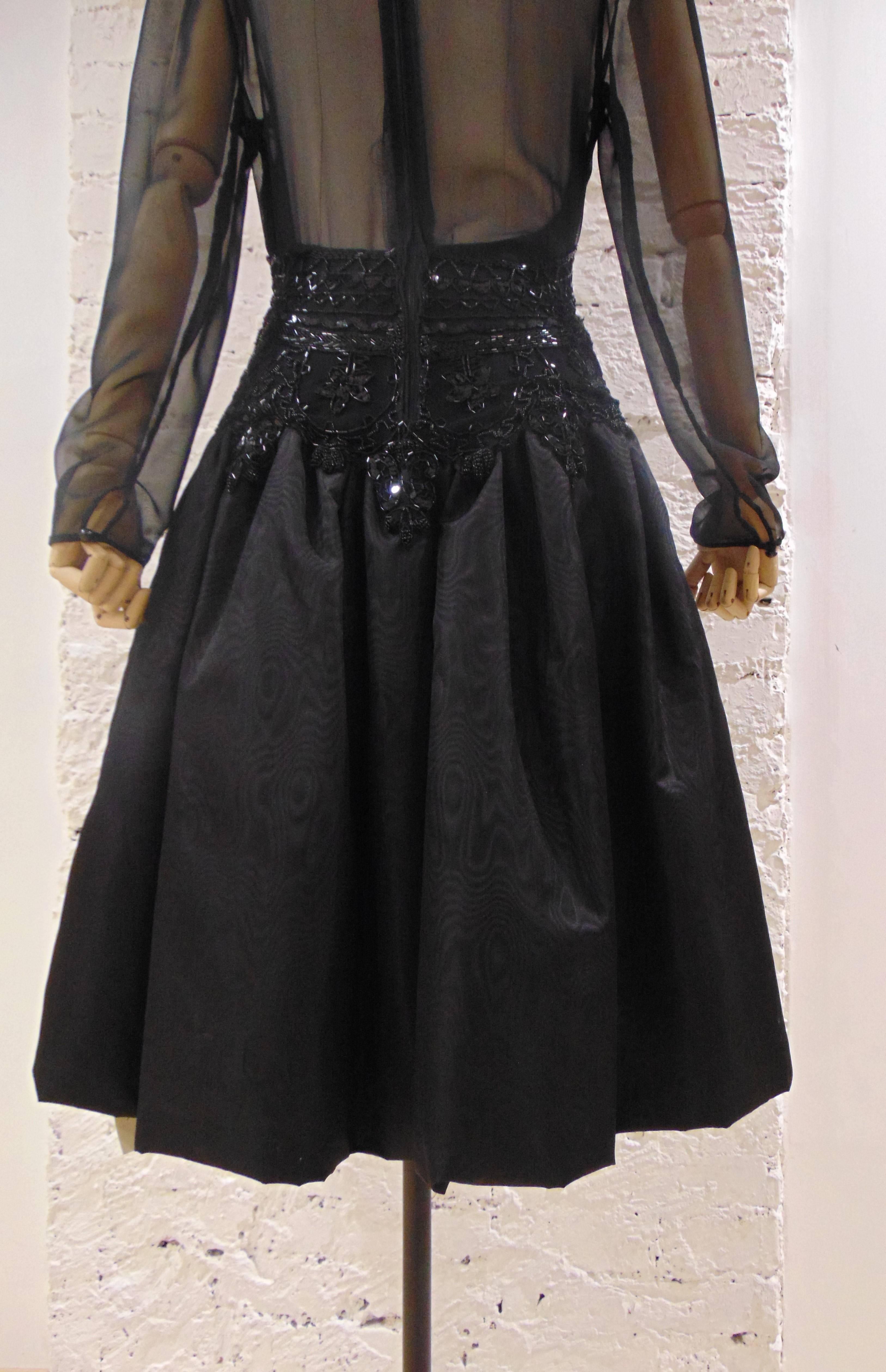 Women's 1980s Barberini Haute Couture Black Beaded Dress For Sale