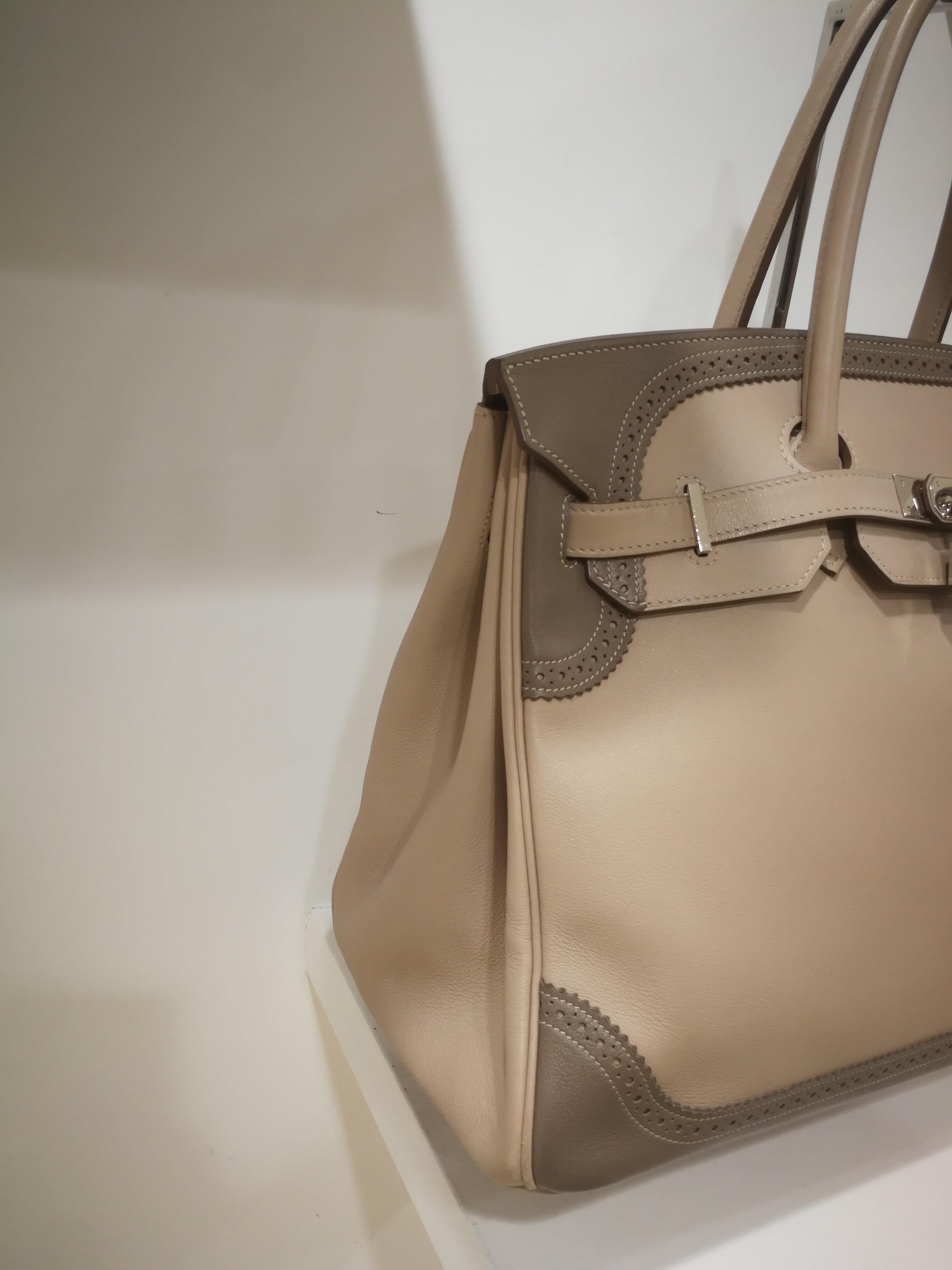 Brown Hermès Argile Etoupe Birkin Ghillies Bag