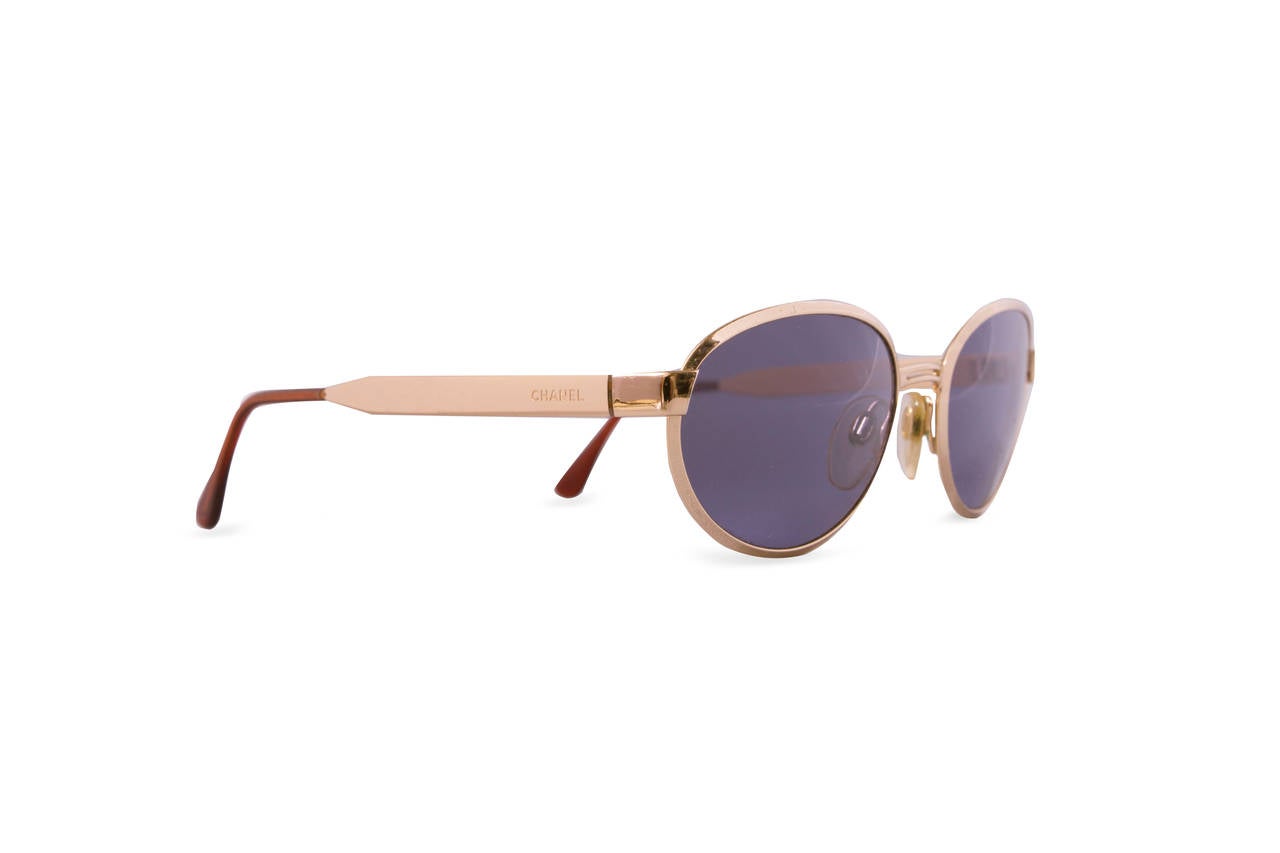 Purple 1990s Chanel Gold and Blu Eyewear _ Sunglasses