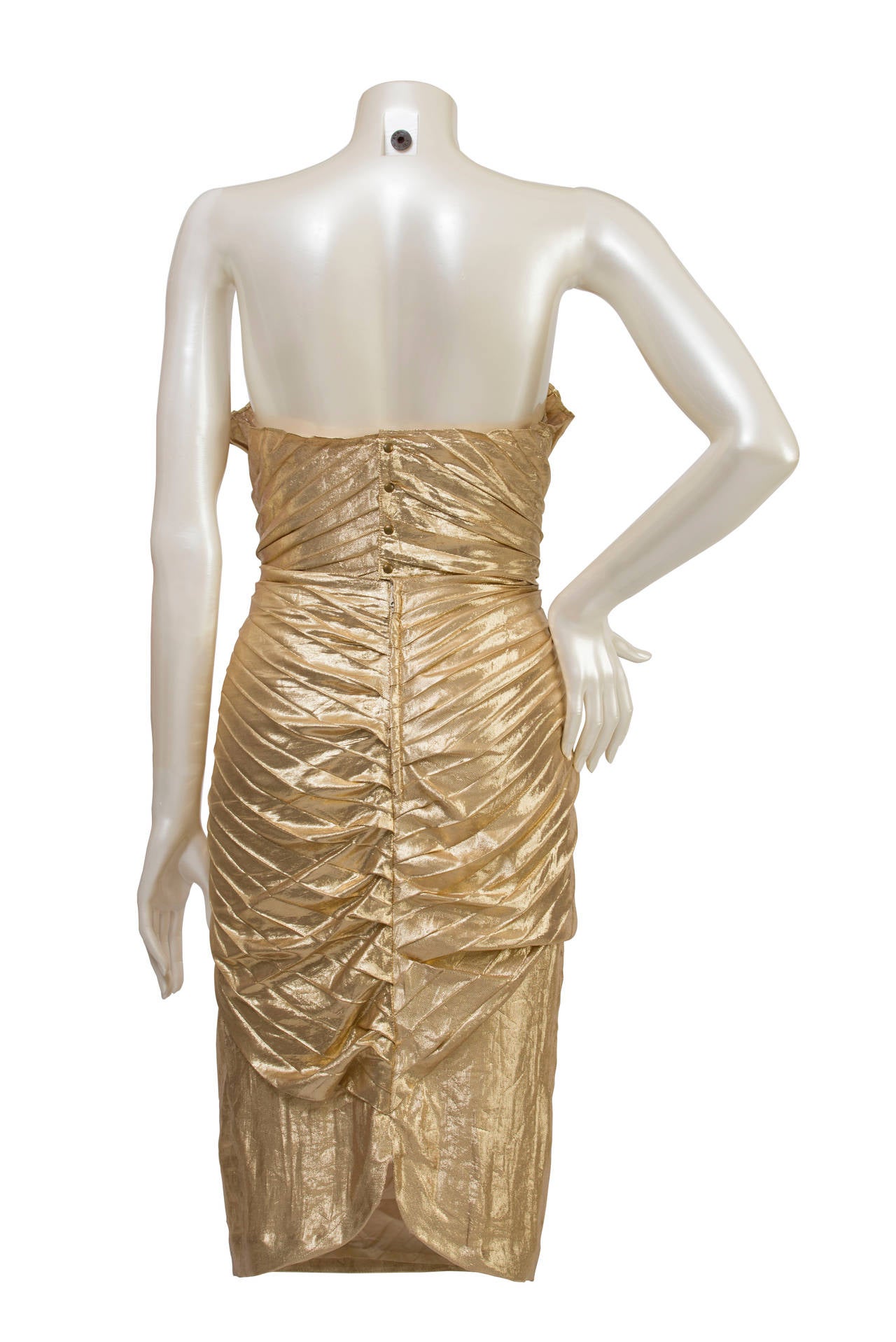 Thierry Mugler Vintage Haute Couture Gold dress. Seashells designed on the front.