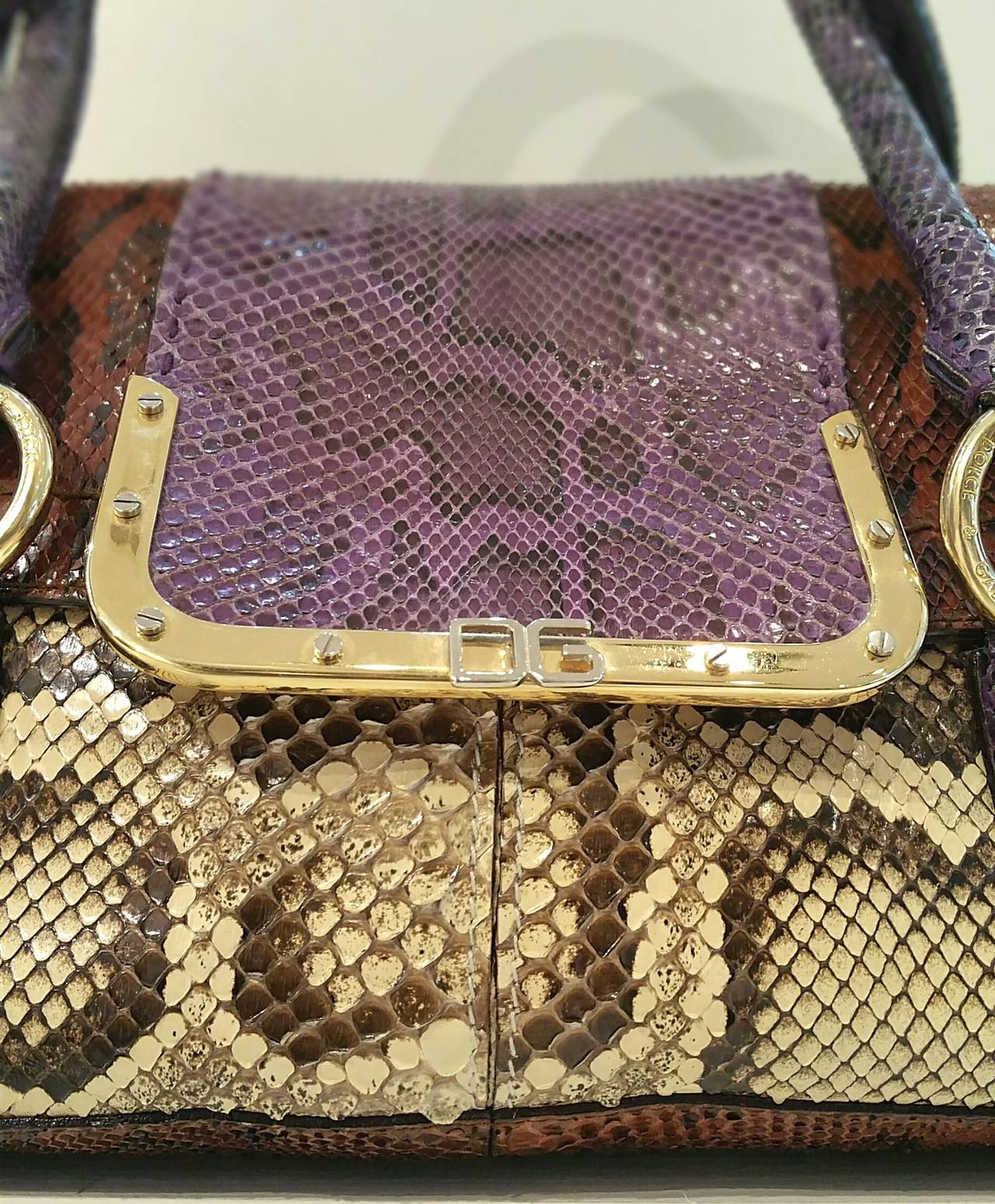 Brown 2000 Dolce & Gabbana Python Skin Bag