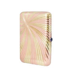 Faberge Bi-Color Ribbed Gold Cigarette Case 1
