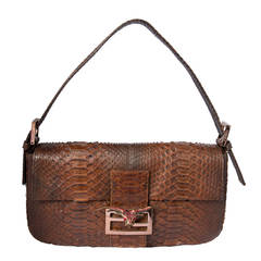 Retro 1990s Fendi Brown Python Skin Clucth _ Limited Edition