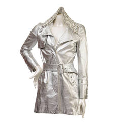 1990s John Galliano Silver Metallic Jacket With Swarovski 5