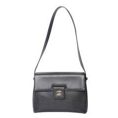 1990s Chanel Black Leather Shoulder Bag