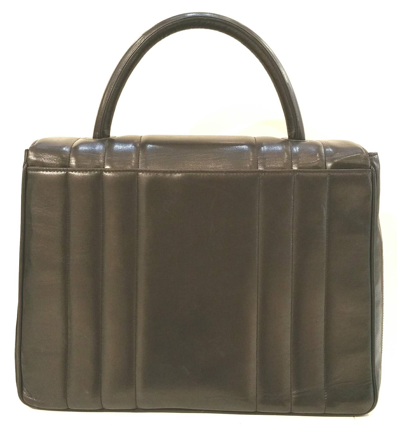 1994s Chanel black leather satchel bag.